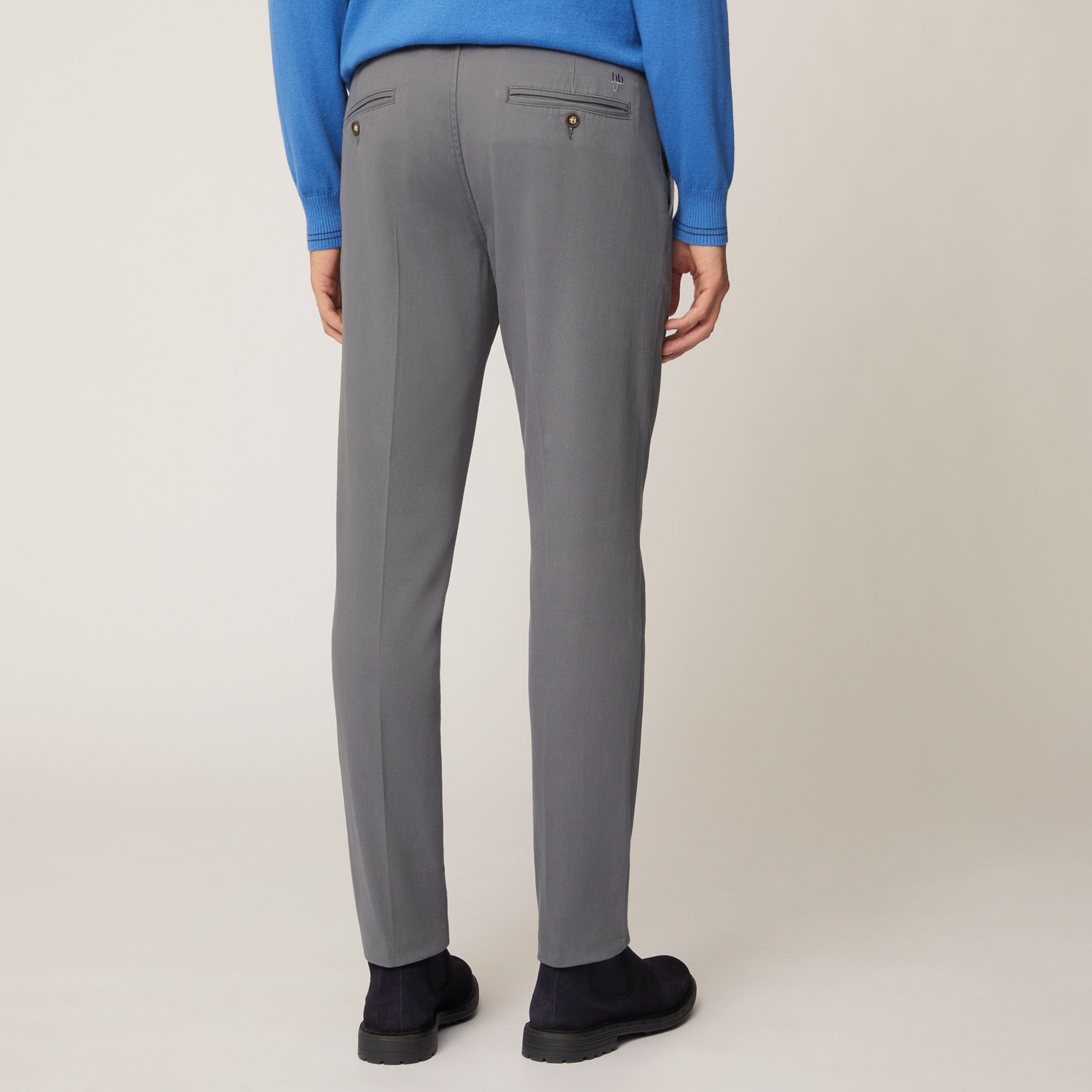 Pantalone Chino Narrow In Twill Pesante Di Cotone , Grigio, large image number 1