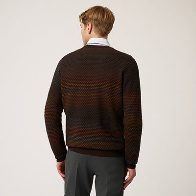 Wool Crew-Neck Pullover With Fade Effect
