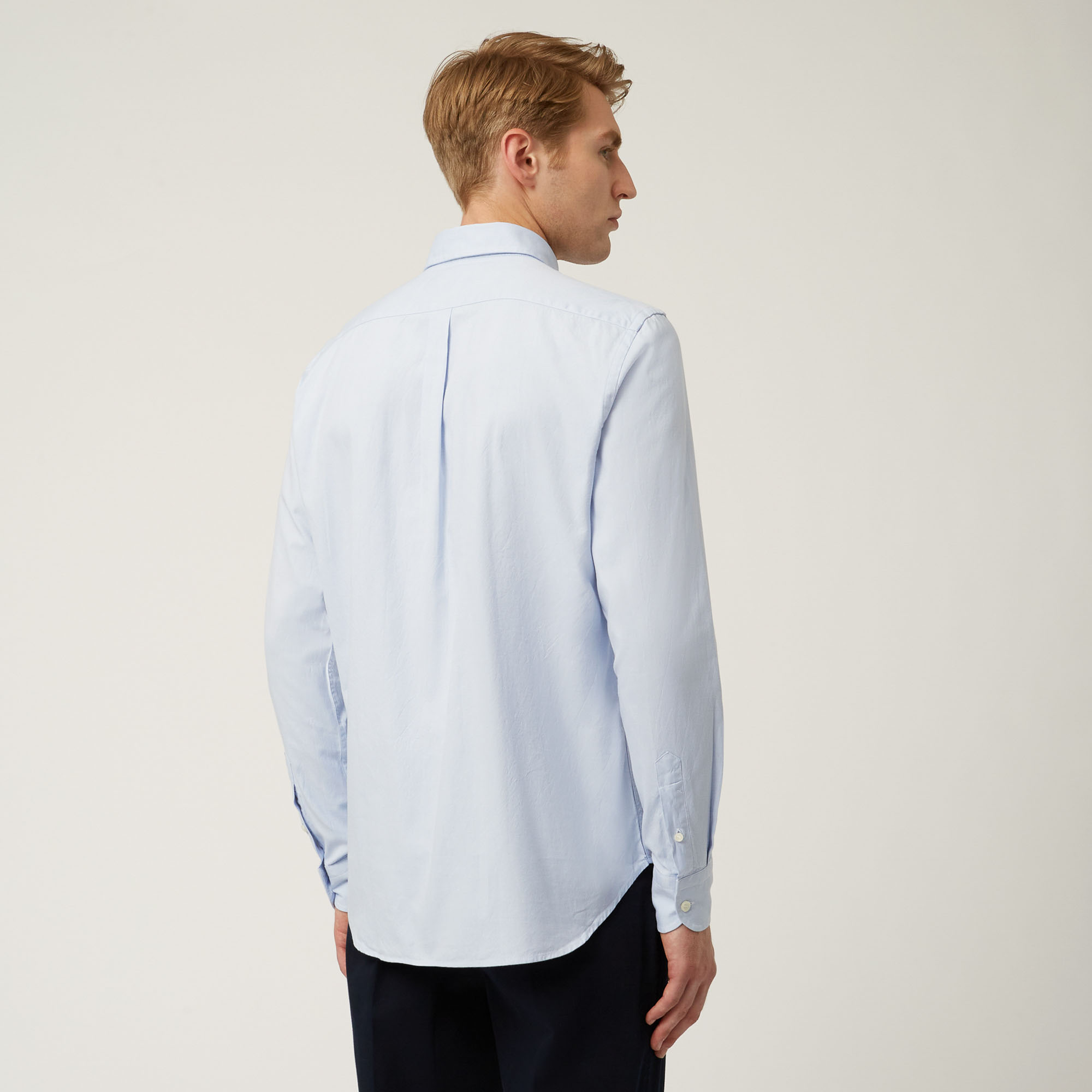 Essentials shirt in plain-coloured cotton, Light Blue, large image number 1