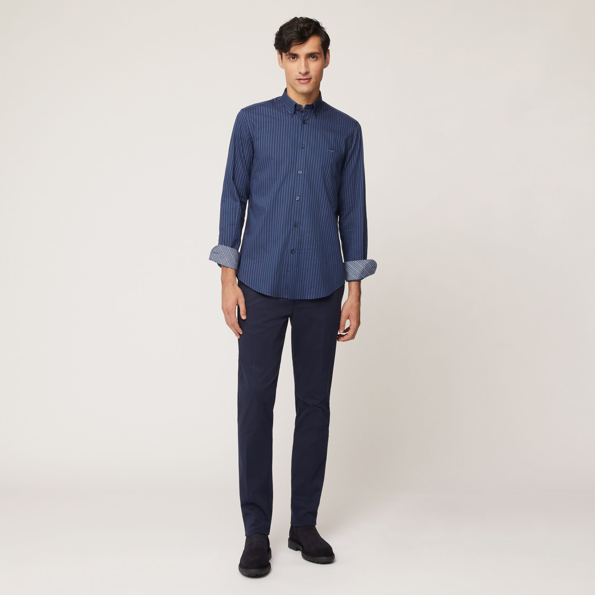 Pantalone Chino Narrow In Twill Leggero Di Cotone , Light Blue, large image number 3