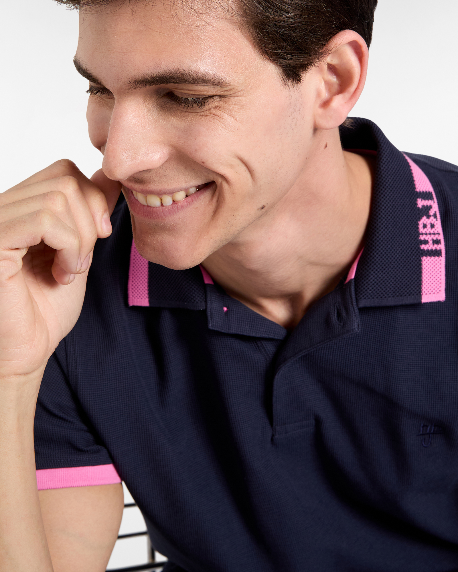 Polo uomo regular fit colletto a contrasto, Blu scuro, large image number 2