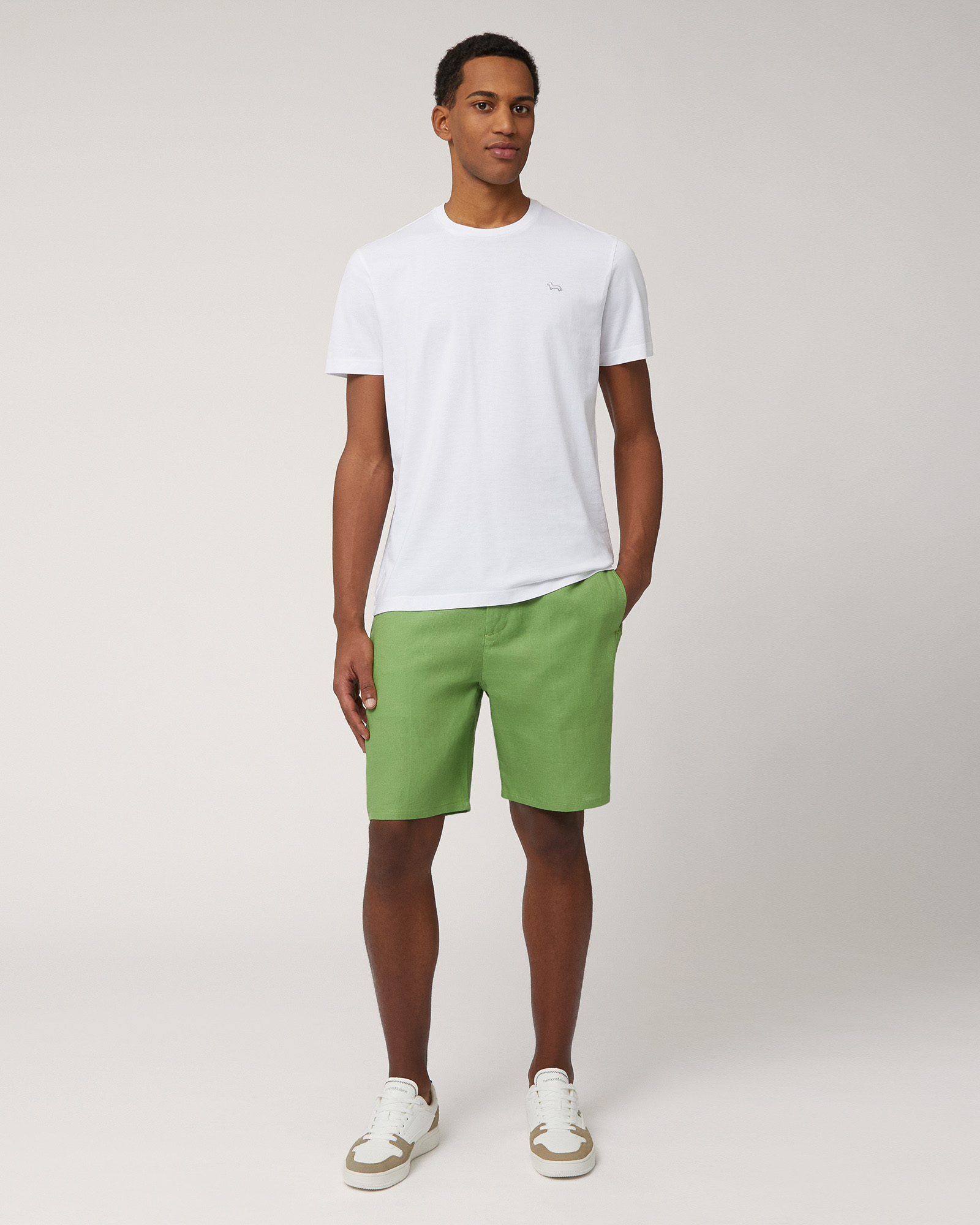 Linen Bermuda Shorts with Daisies, Meadow Green, large image number 3