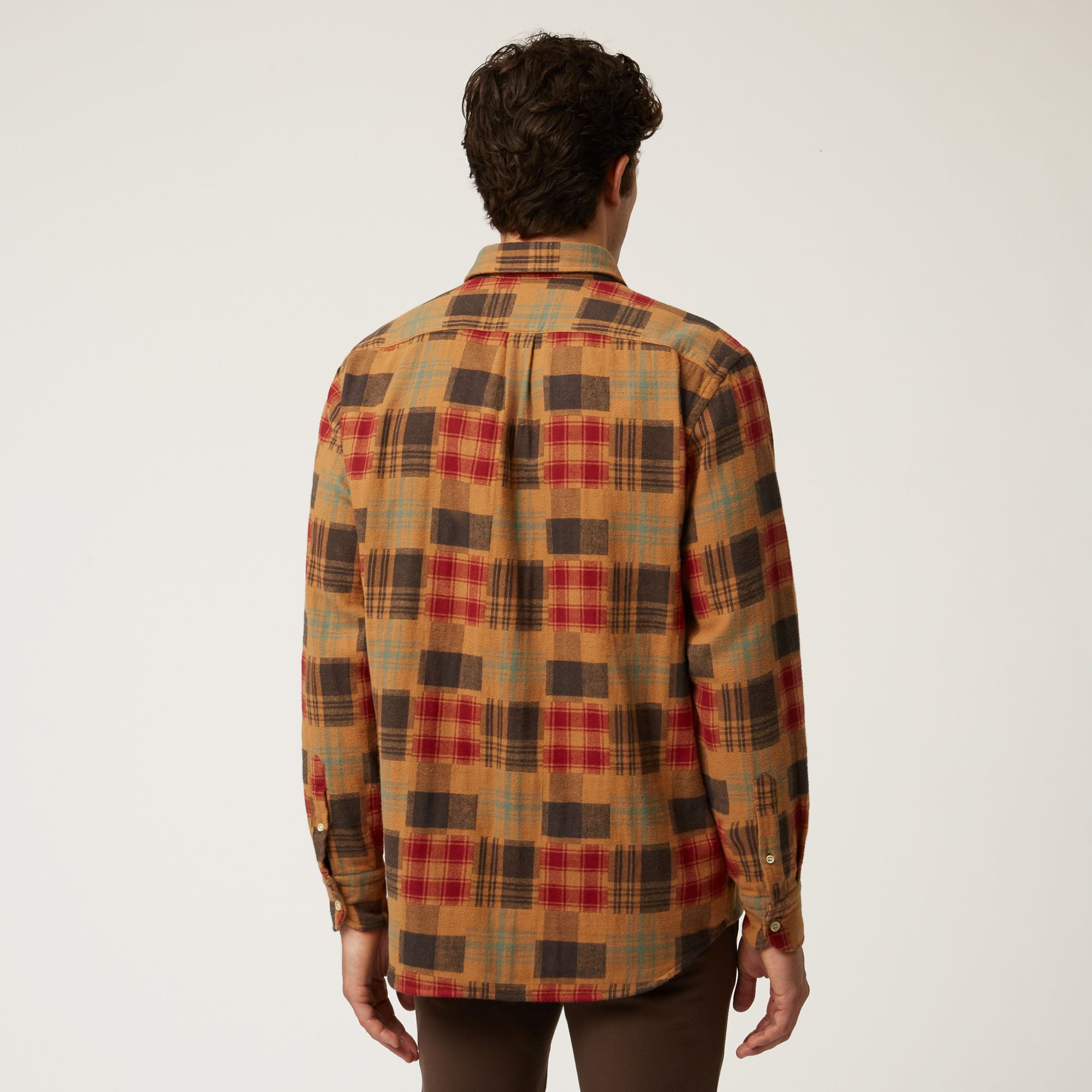 Cotton Shirt With Check Pattern, Beige, large image number 1