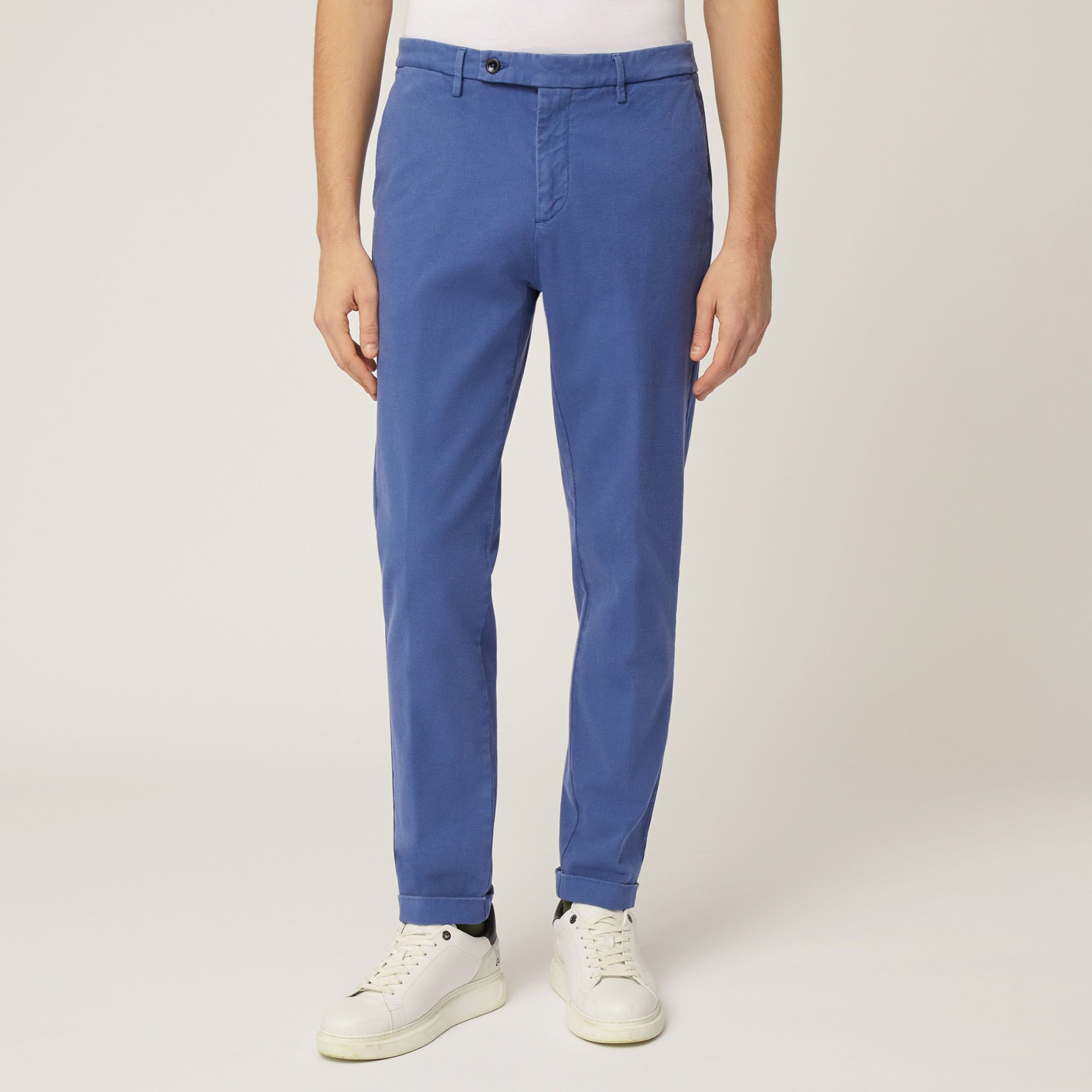 Pantalone In Cotone Stretch, Blu Chiaro, large image number 0