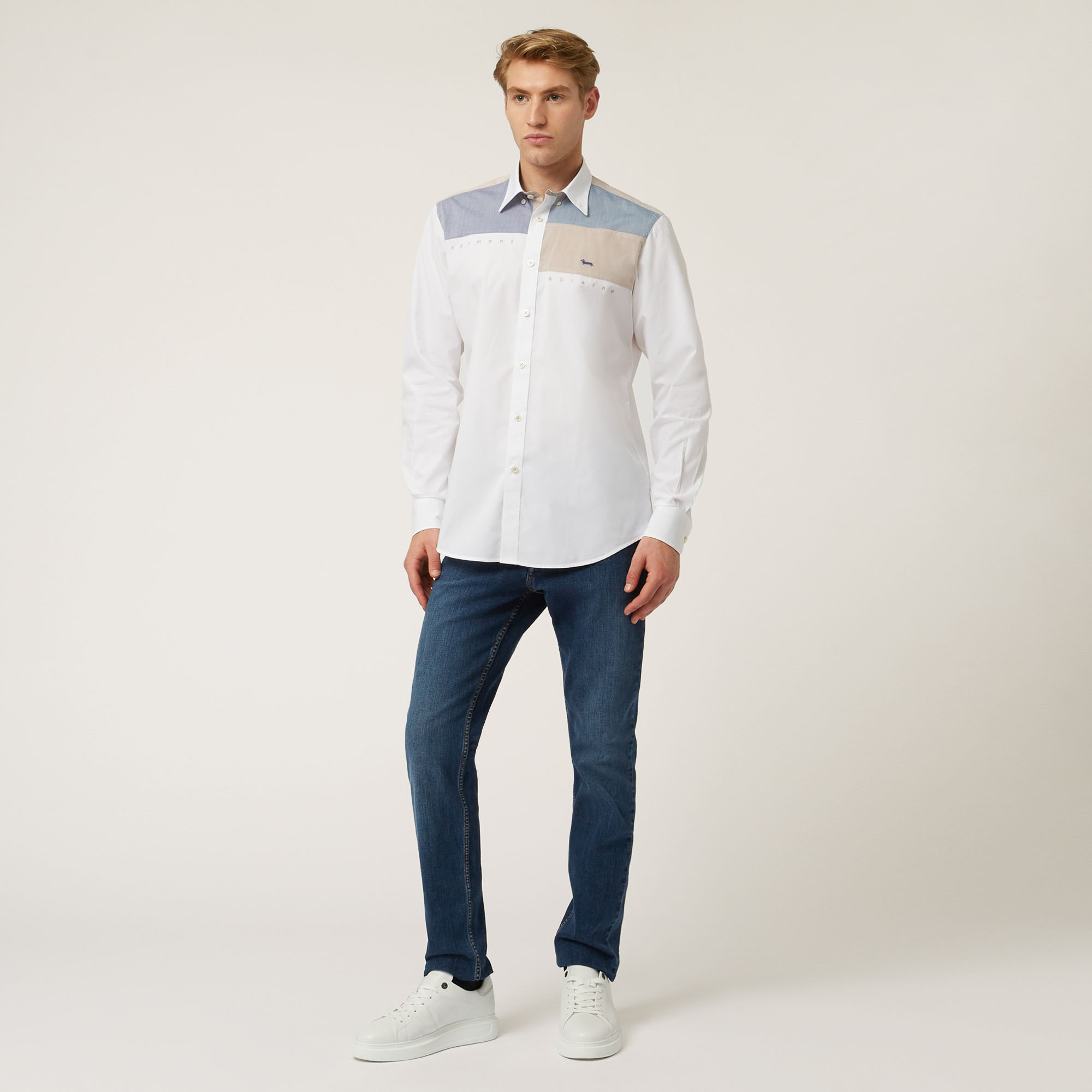 Camicia Con Patch E Lettering A Contrasto, Bianco, large image number 3