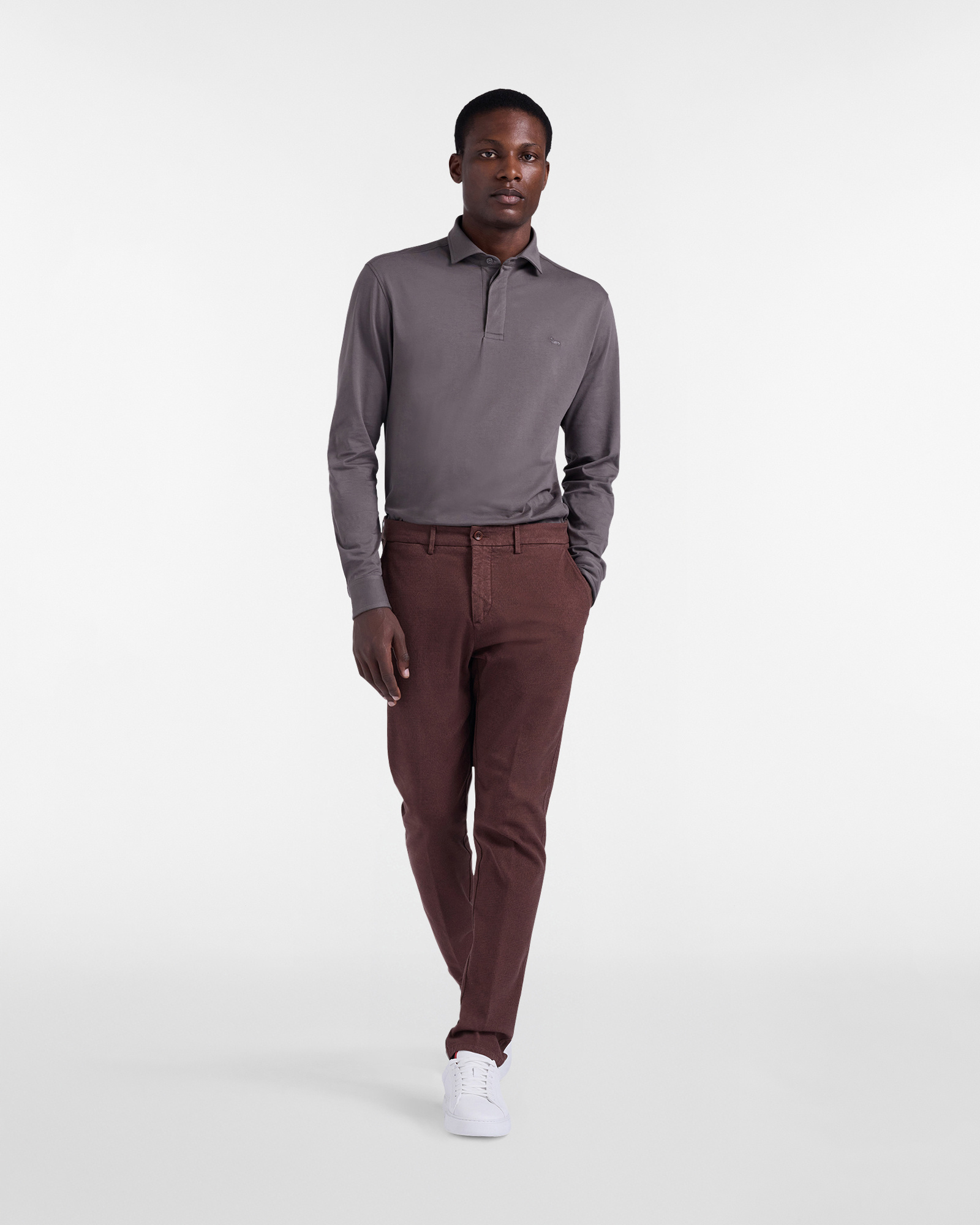 Chino Trousers in Gabardine, Brown/Red, large image number 3