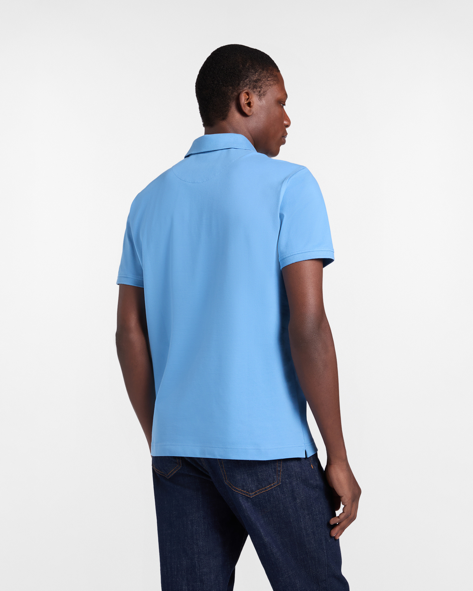 Basic stretch piqu&eacute; polo shirt, Blue, large image number 1