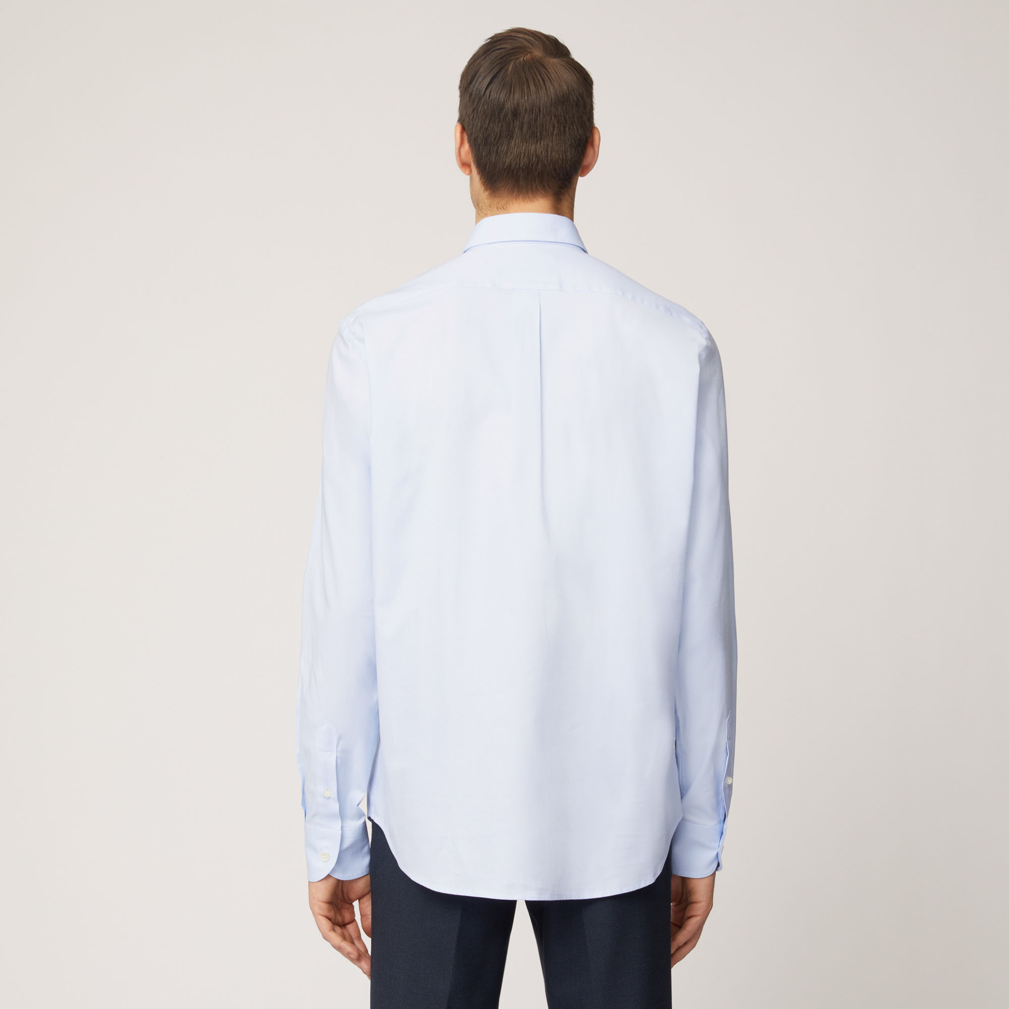 Camicia In Cotone Con Collo Con Bottoncini, Azzurro, large image number 1