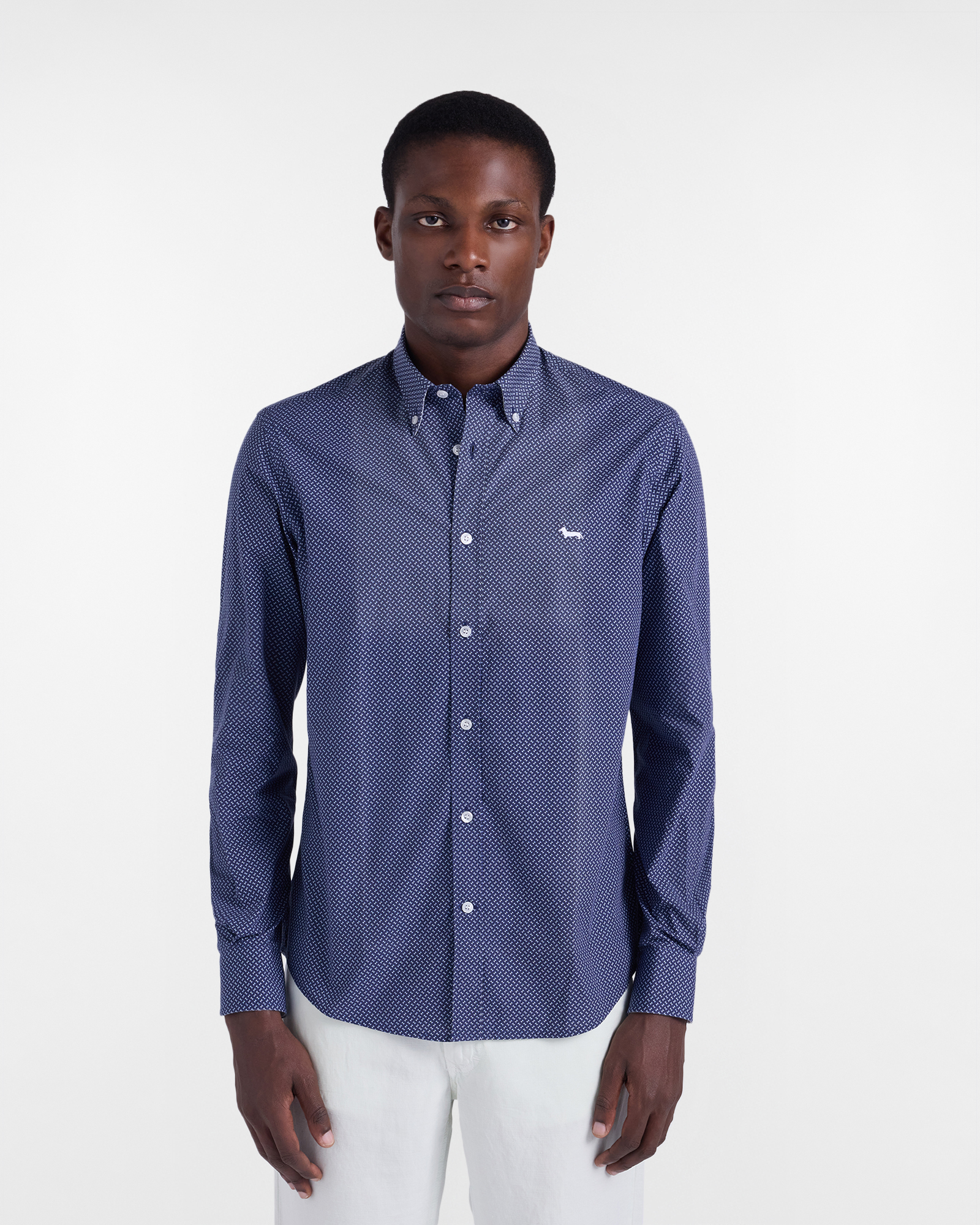 Regular-fit micro print shirt