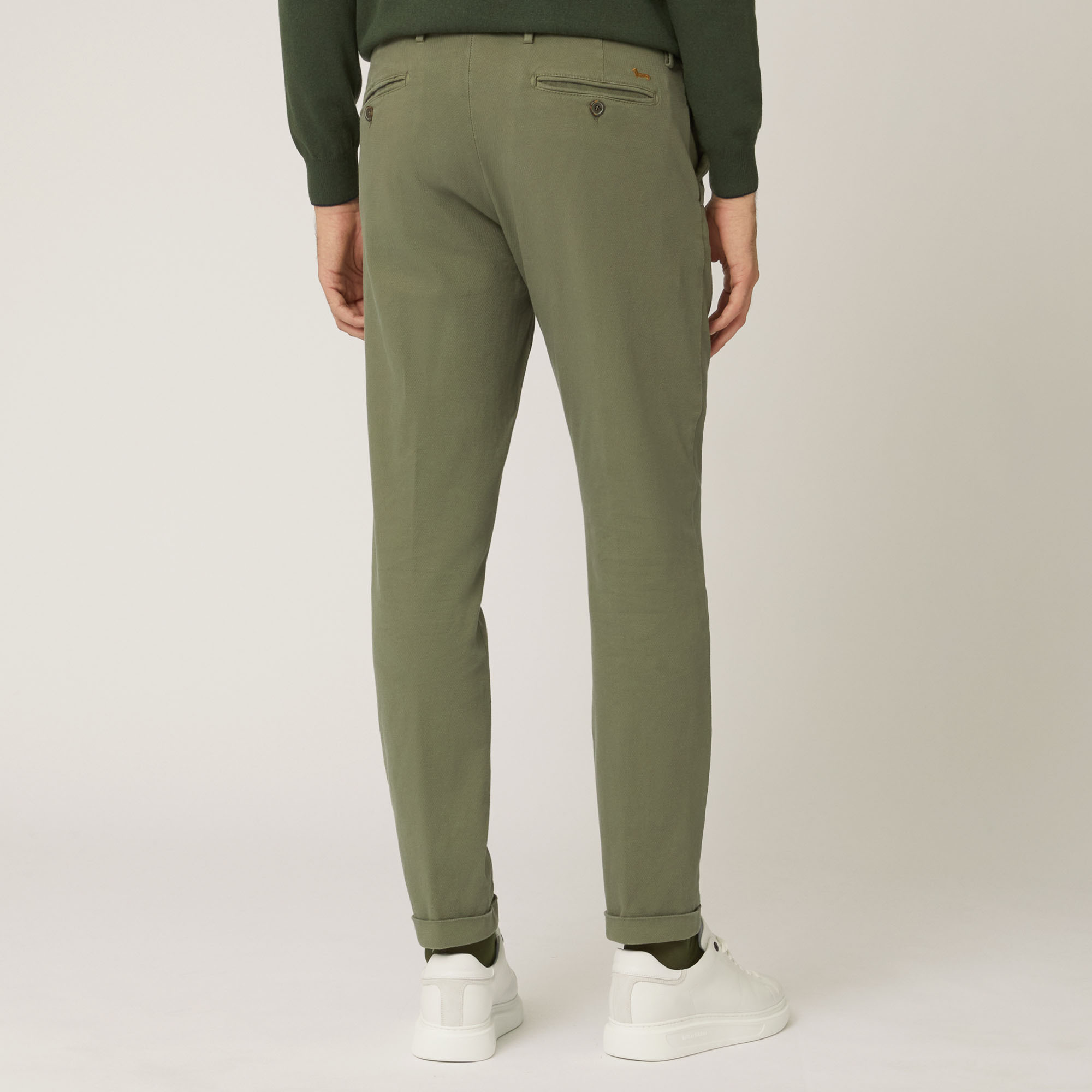 Pantalone In Cotone Stretch, Verde Oliva, large image number 1