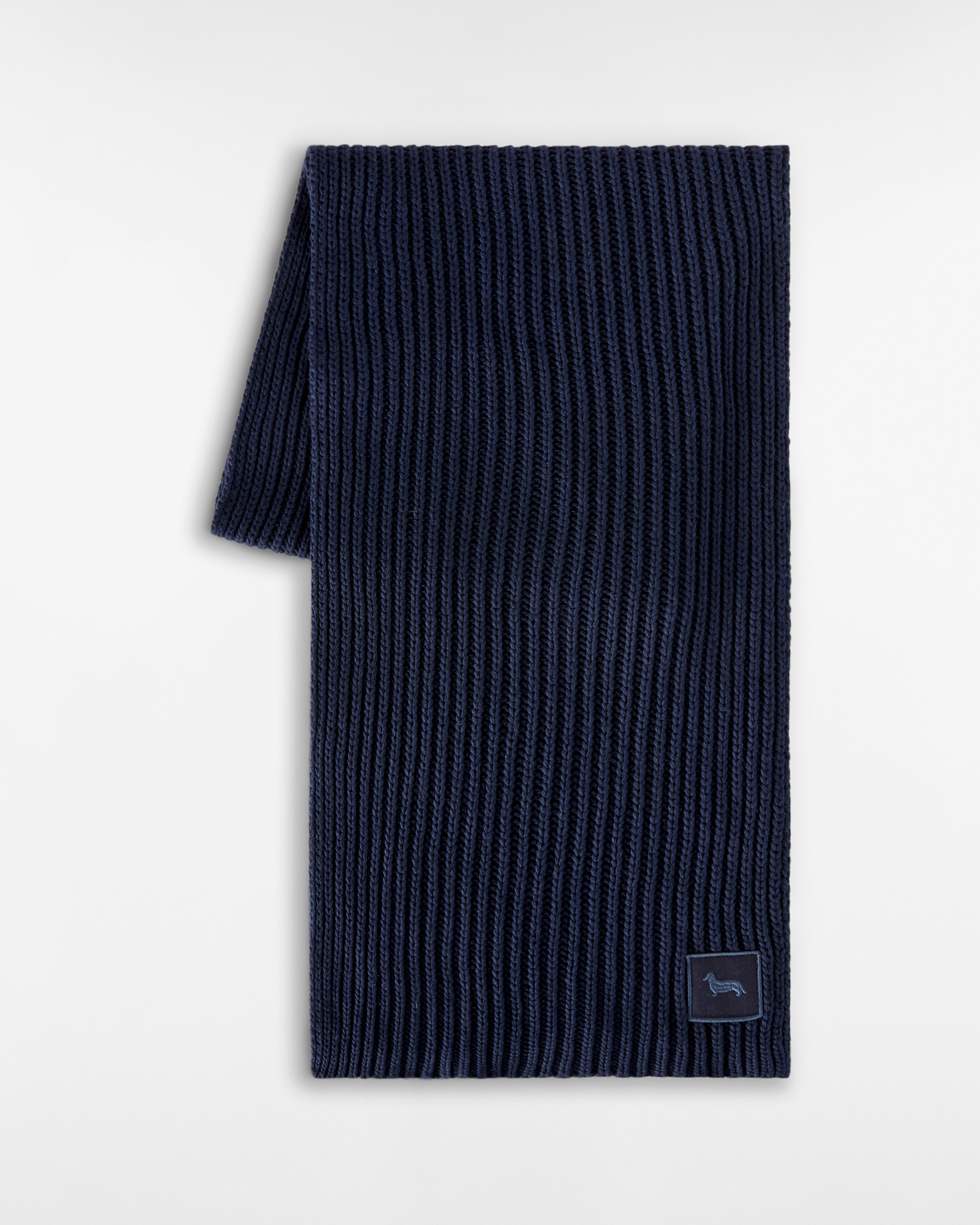 Knit Scarf in Cashmere Blend, Navy Blue, large image number 1