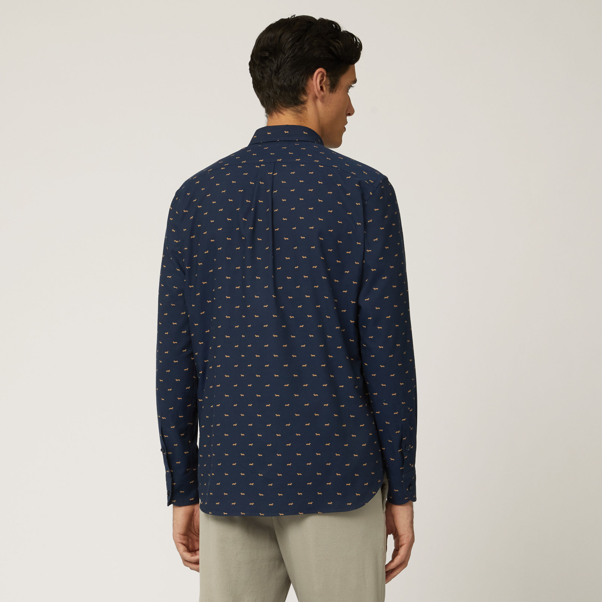 Cotton Shirt With Dachshund Motif All Over, Light Blue, large image number 1