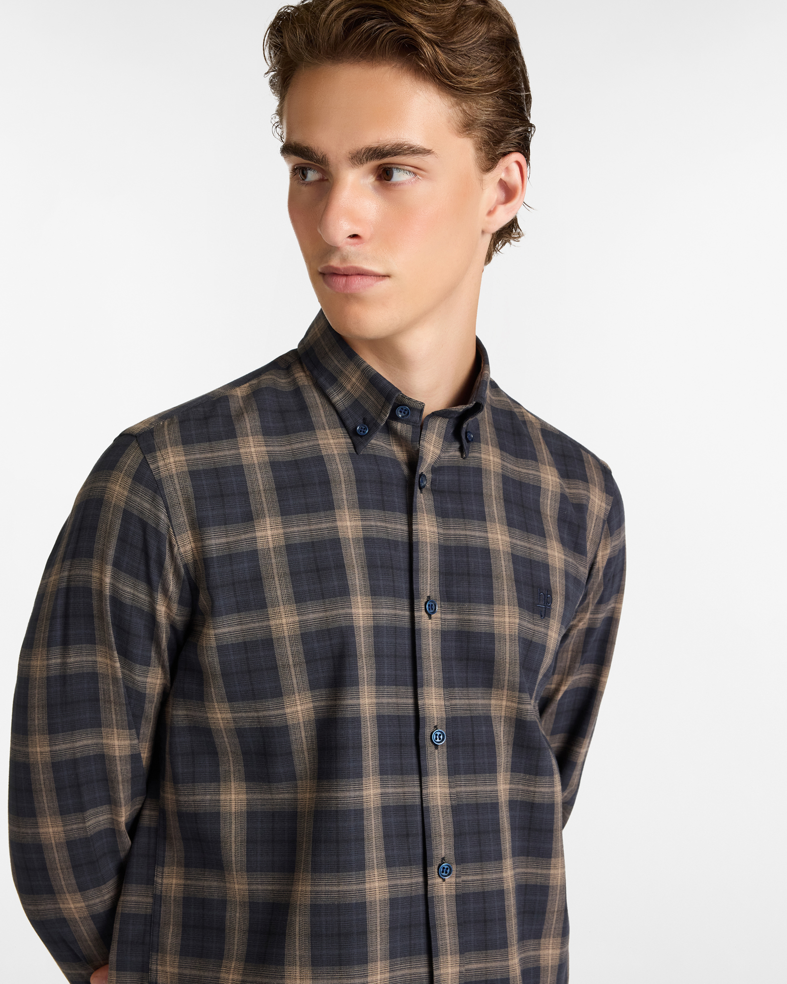 Camicia a Quadri in Cotone, Marrone, large image number 2