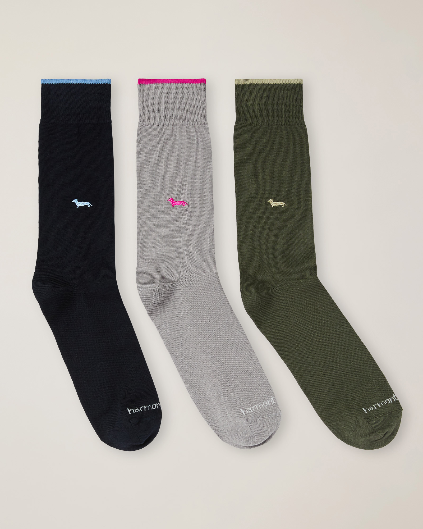 Set of 3 Pairs of Socks with Dachshund, Light Blue, large image number 0