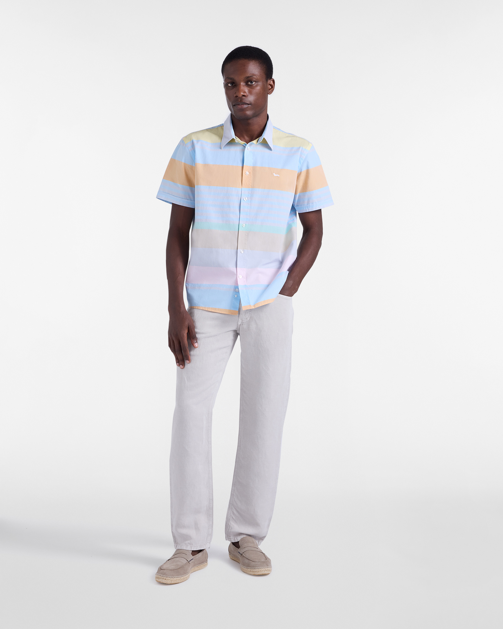Short-sleeved striped shirt, Orange, large image number 3