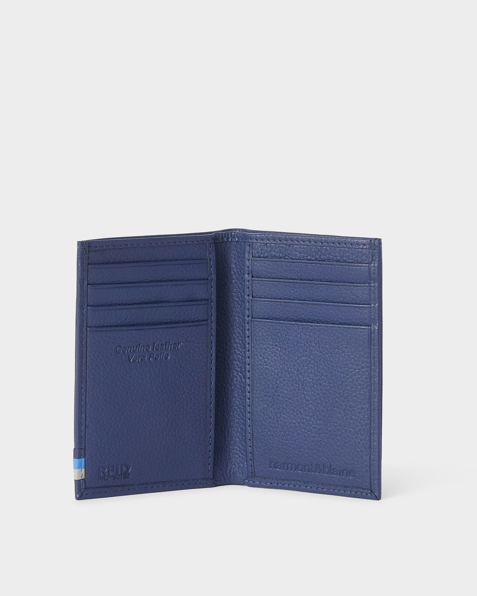 Portafolio Vertical de Piel Martillada, Azul Navy, large image number 2