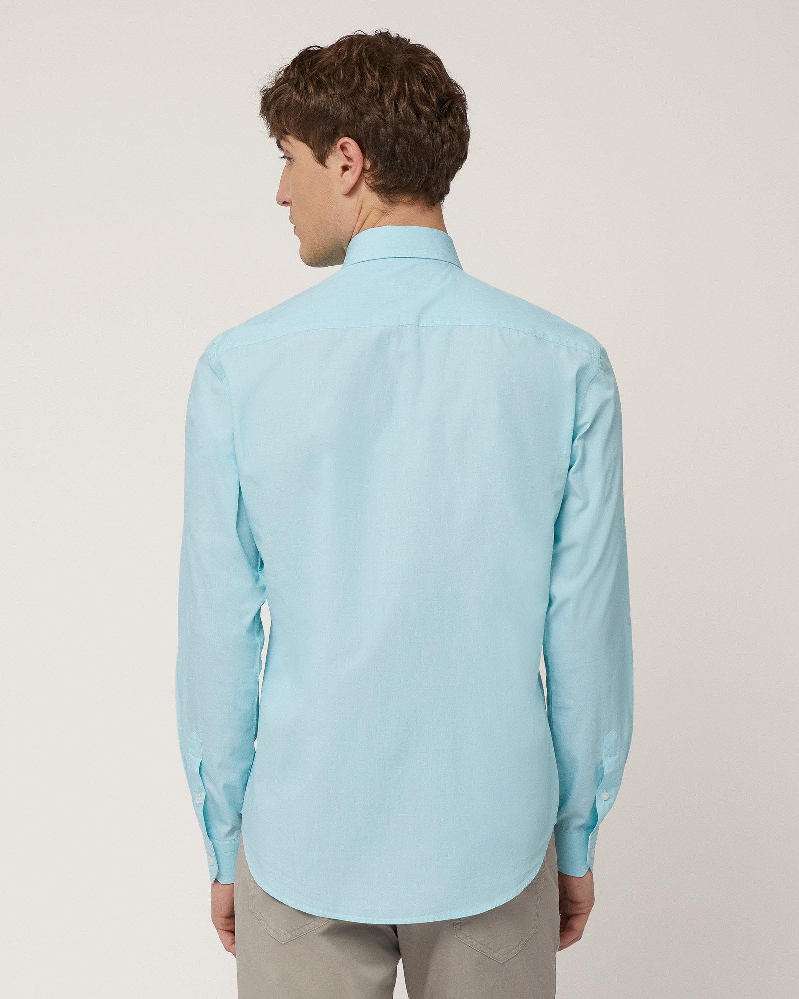 Camicia Narrow In Cotone, Verde Acqua, large image number 1