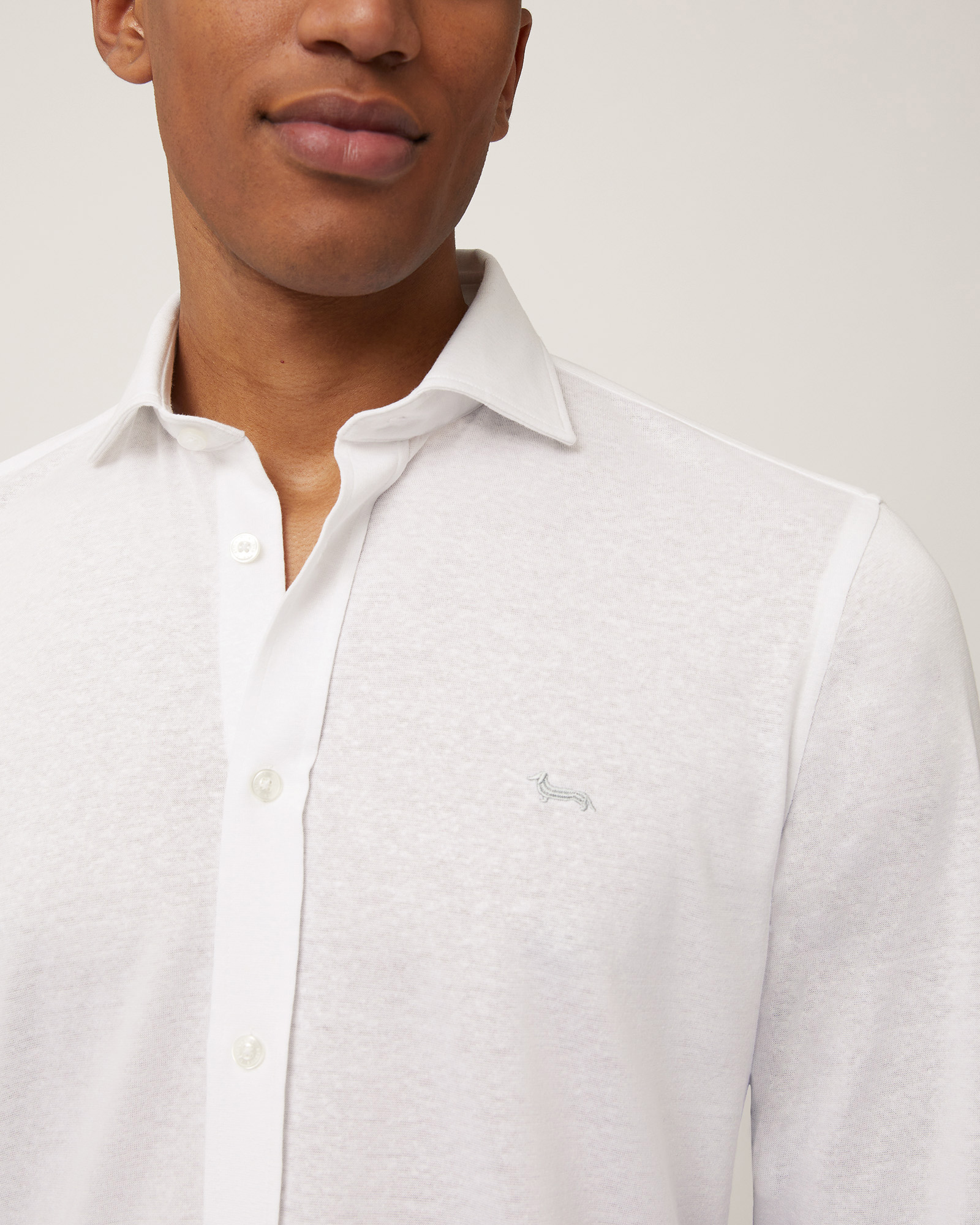 Shirt with Dachshund Embroidery, Creamy White, large image number 2