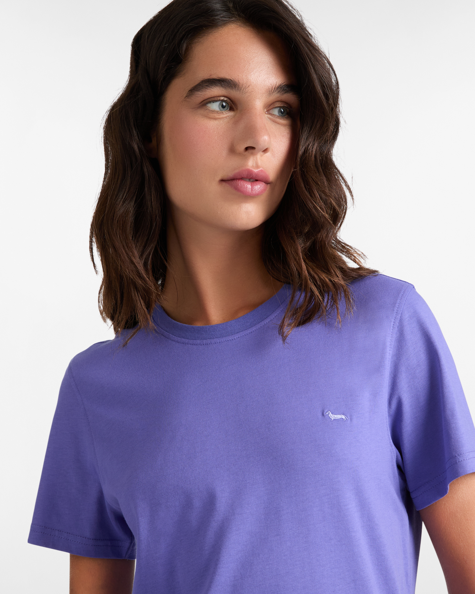 Cotton Jersey T-shirt with Embroidered Dachshund, Hydrangea Purple, large image number 2