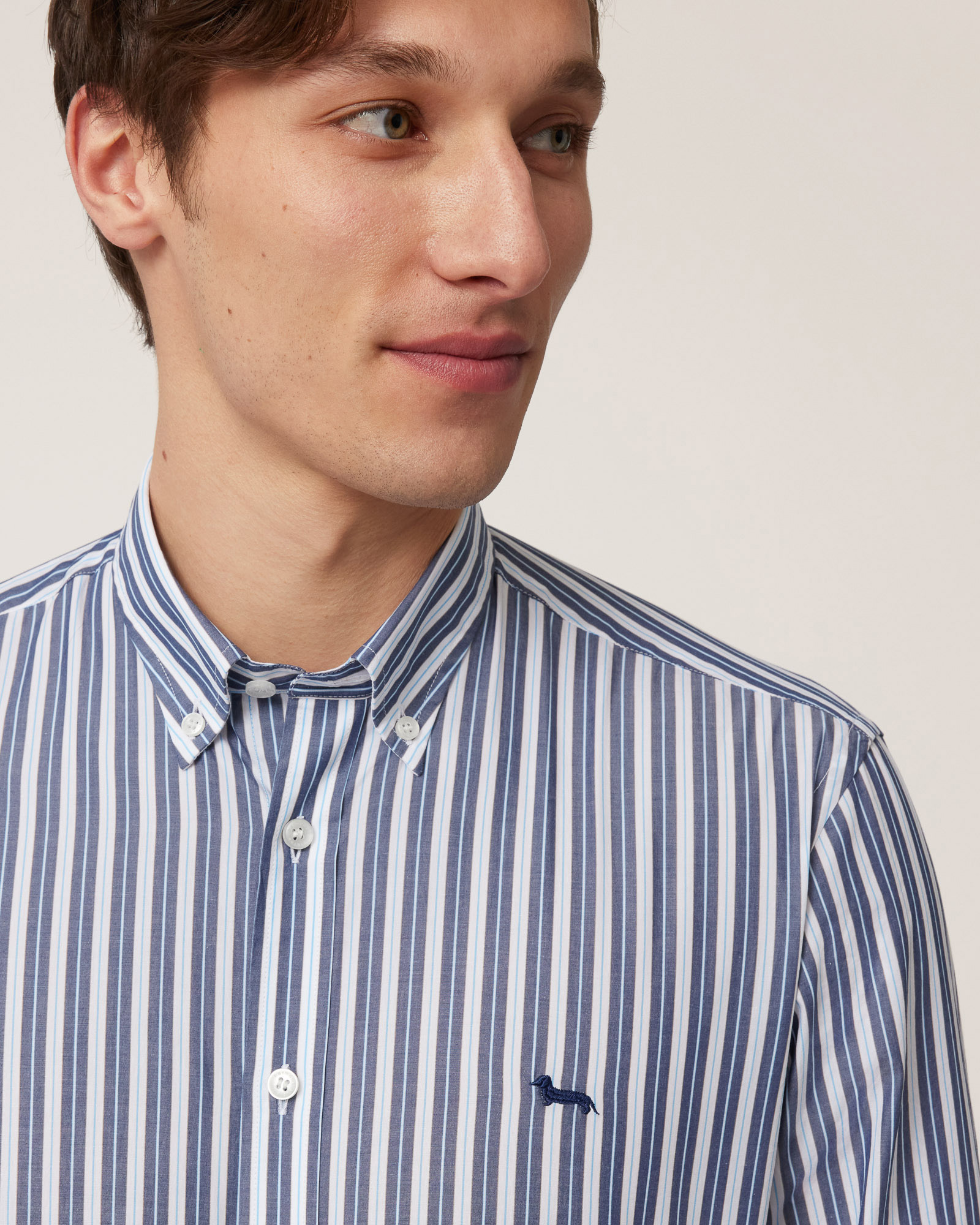 Striped Shirt with Dachshund, Navy Blue, large image number 2