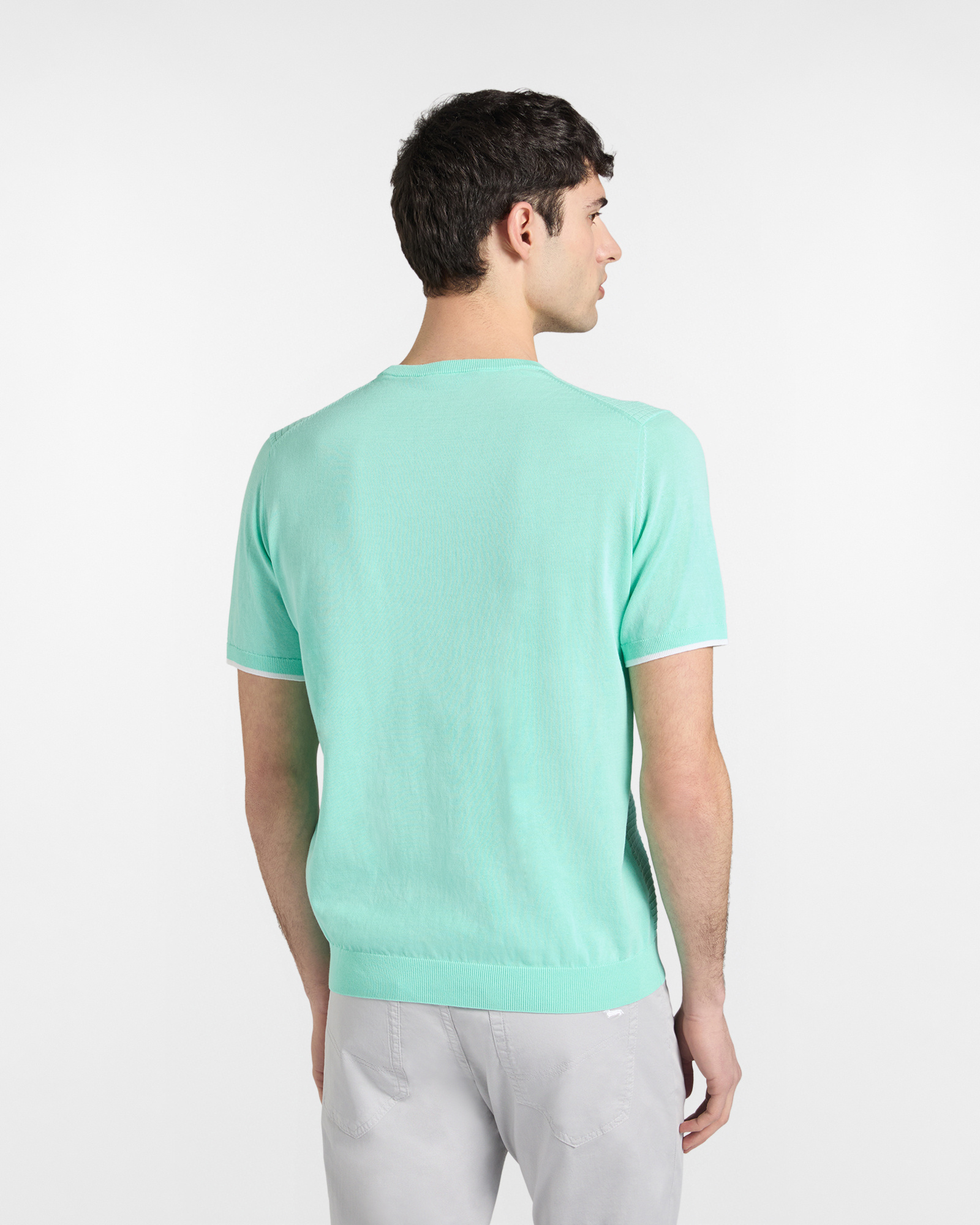 Knit T-shirt with 3D processing, Green, large image number 1