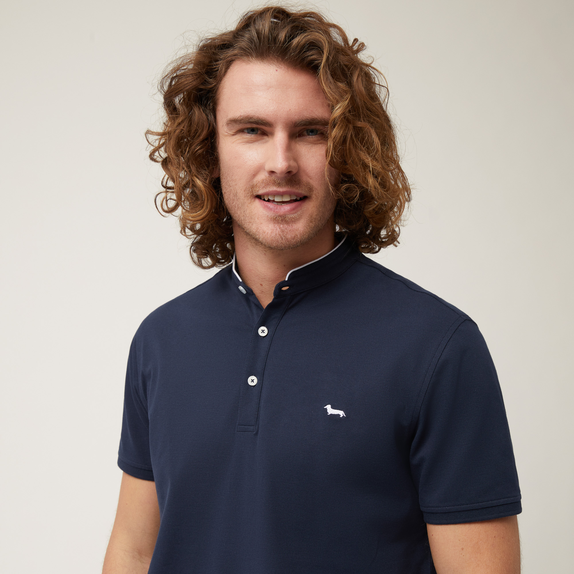 Polo with Mandarin Collar, Blue, large image number 2