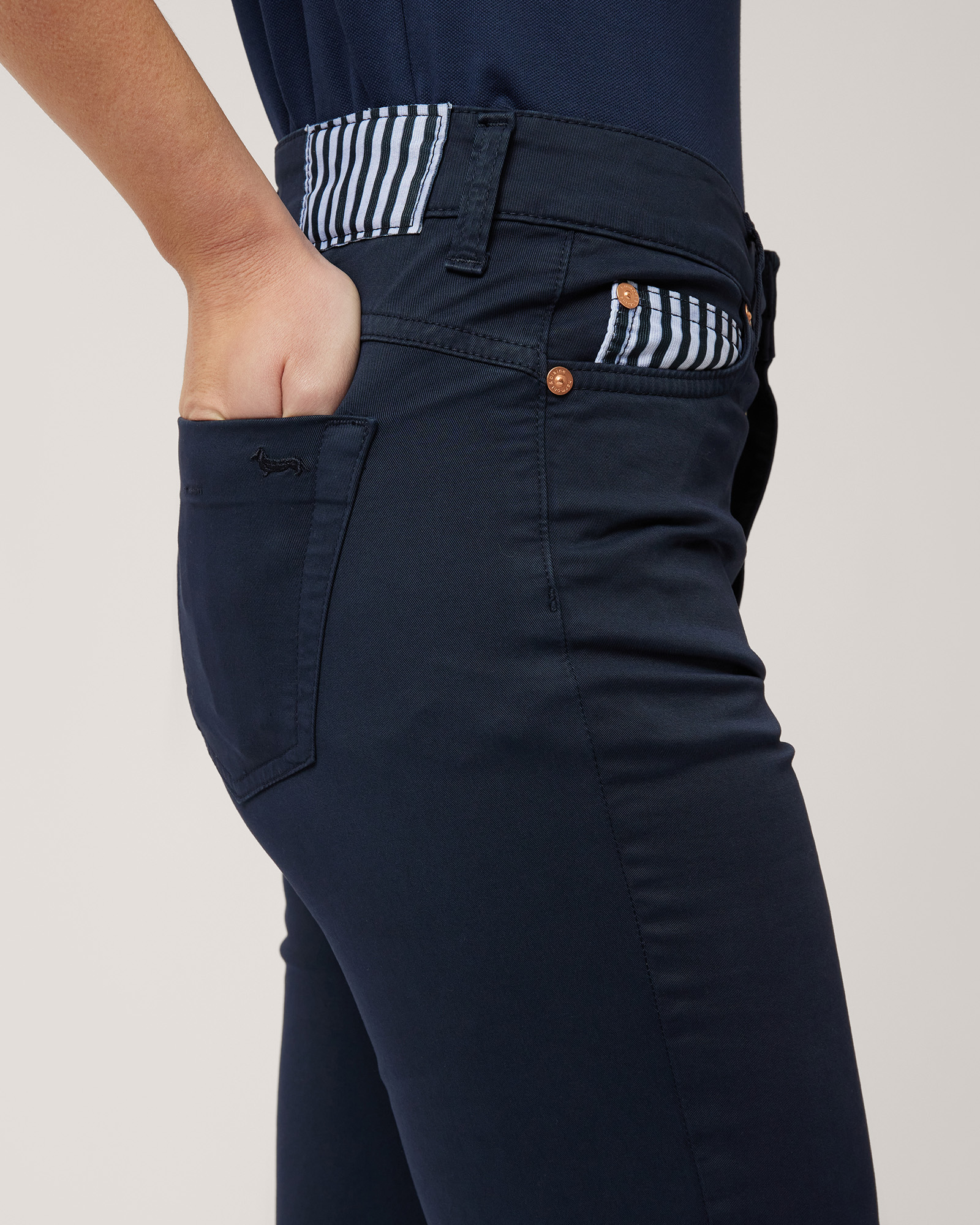 Pants with Striped Inserts, Navy Blue, large image number 2