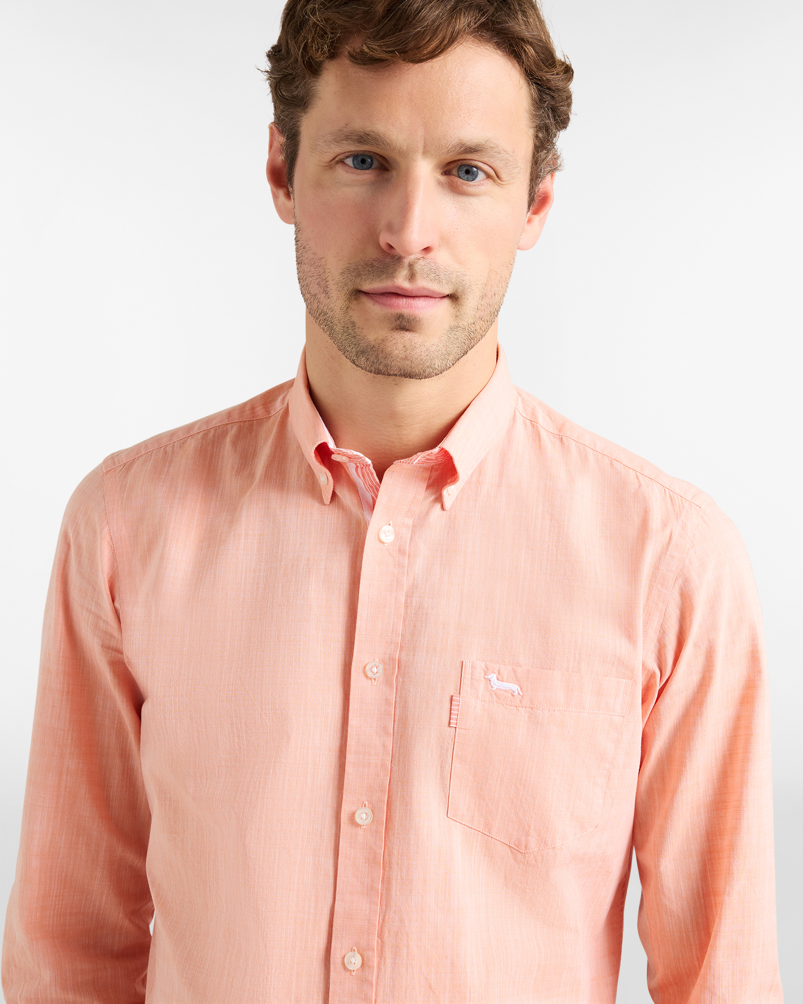 Men's narrow-fit cotton shirt with details