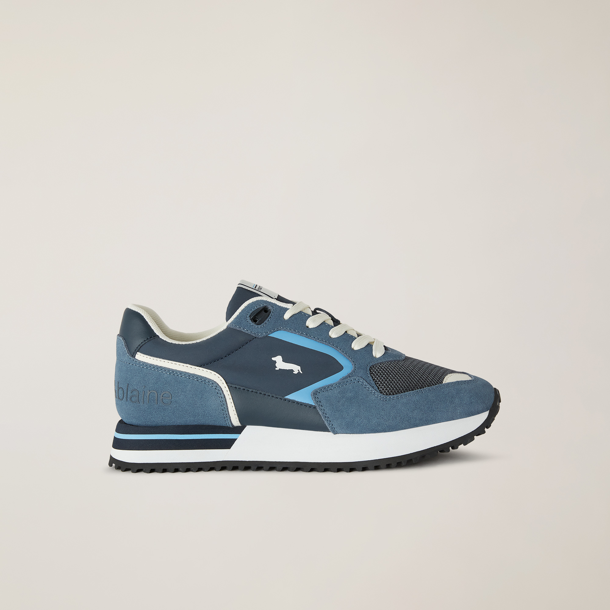 Sneaker with Inserts in Blue Royal Luxury Italian Casual Footwear Harmont Blaine