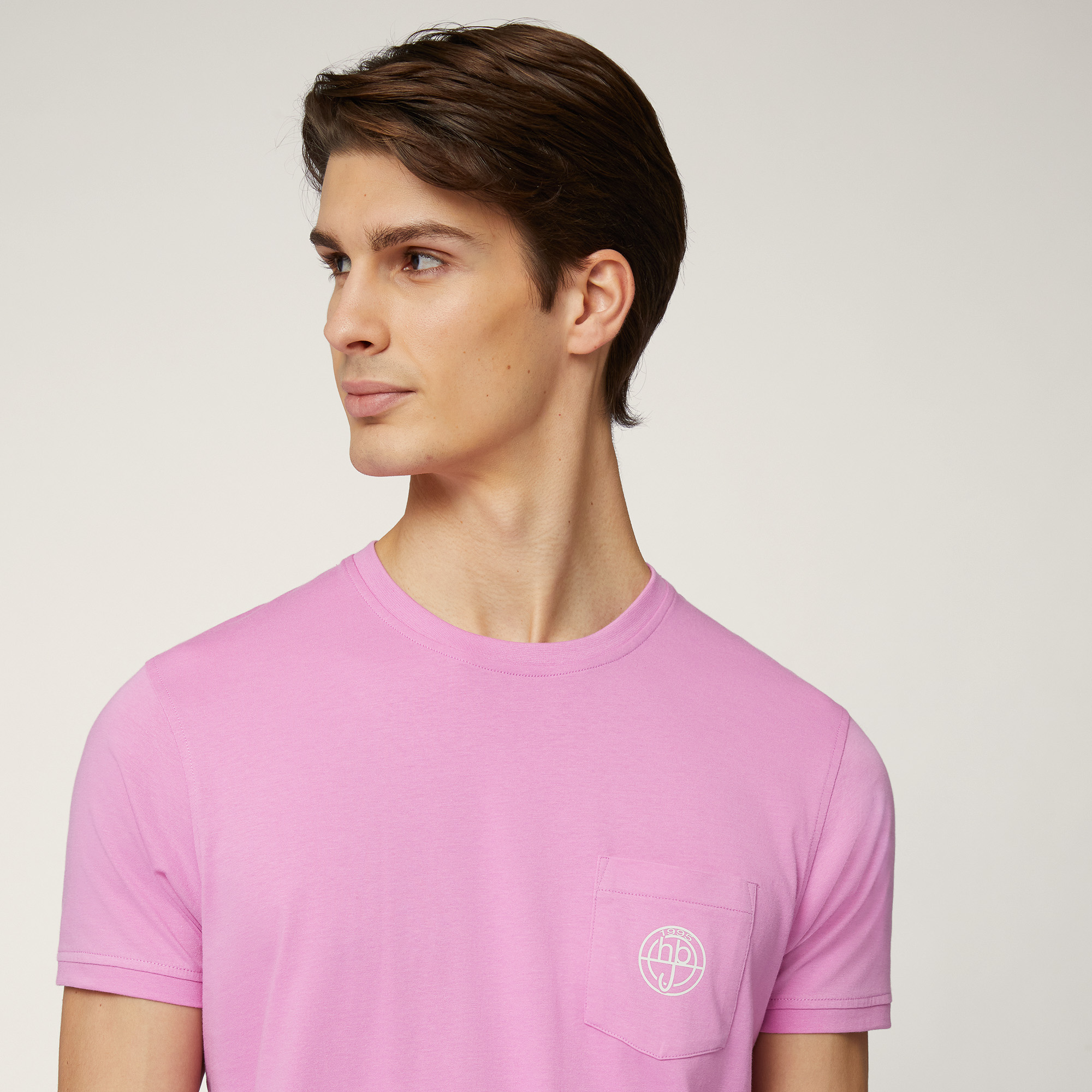 T-Shirt with Branded Pocket, Pink, large image number 2