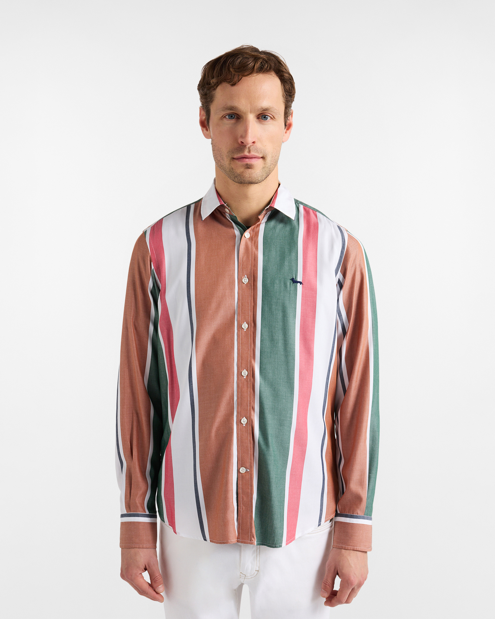 Regular-fit shirt with wide stripes