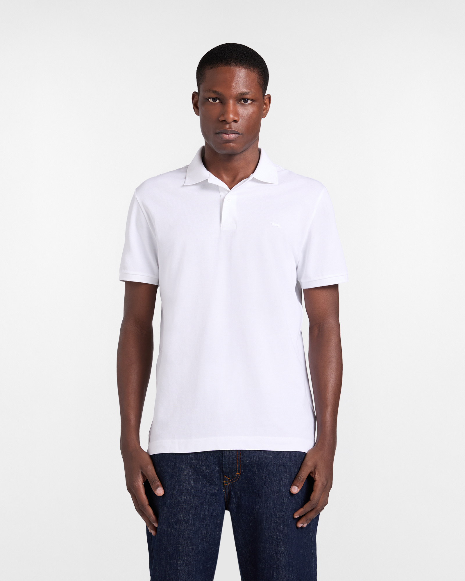 Basic polo shirt in Supima&reg; cotton, White, large