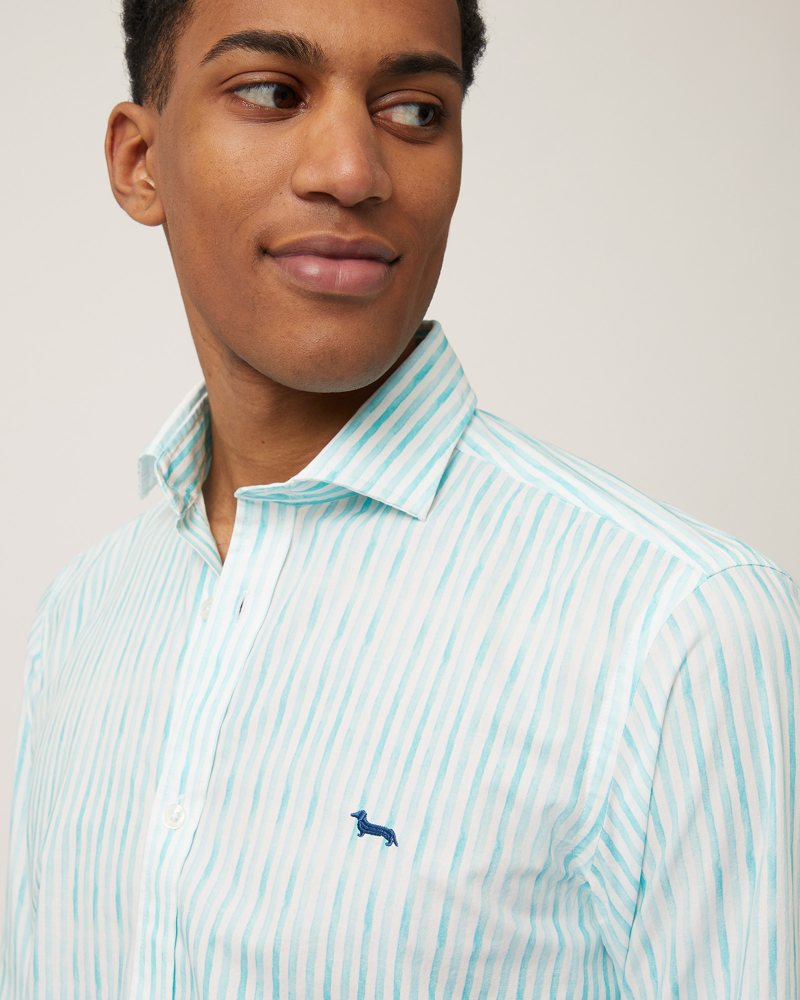 Gradient Stripe Shirt, Turquoise, large image number 2