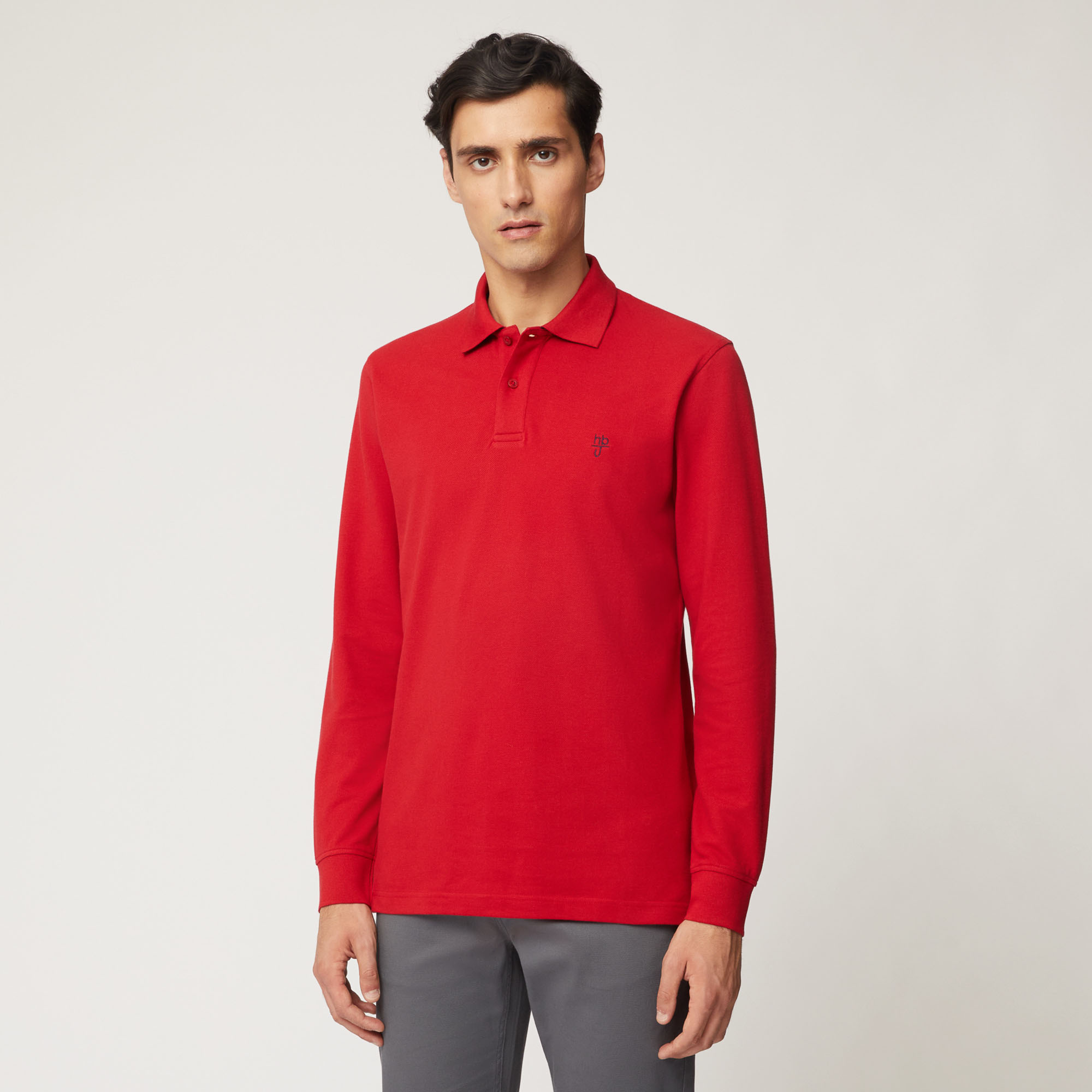 Polo A Maniche Lunghe Regular Fit, Rosso, large