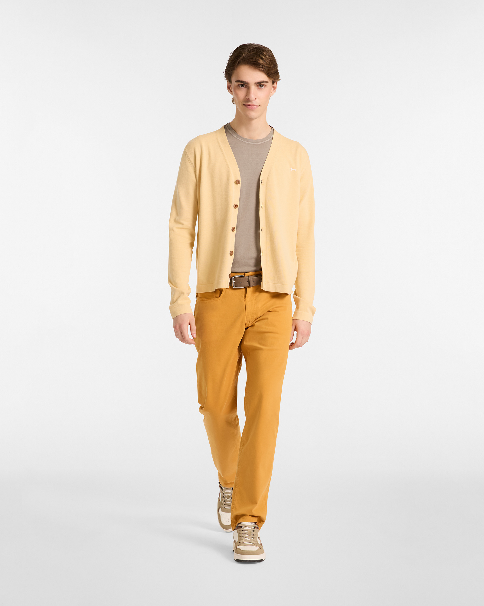 Cardigan In Cotone Capsule Earth Dye , Giallo, large image number 3