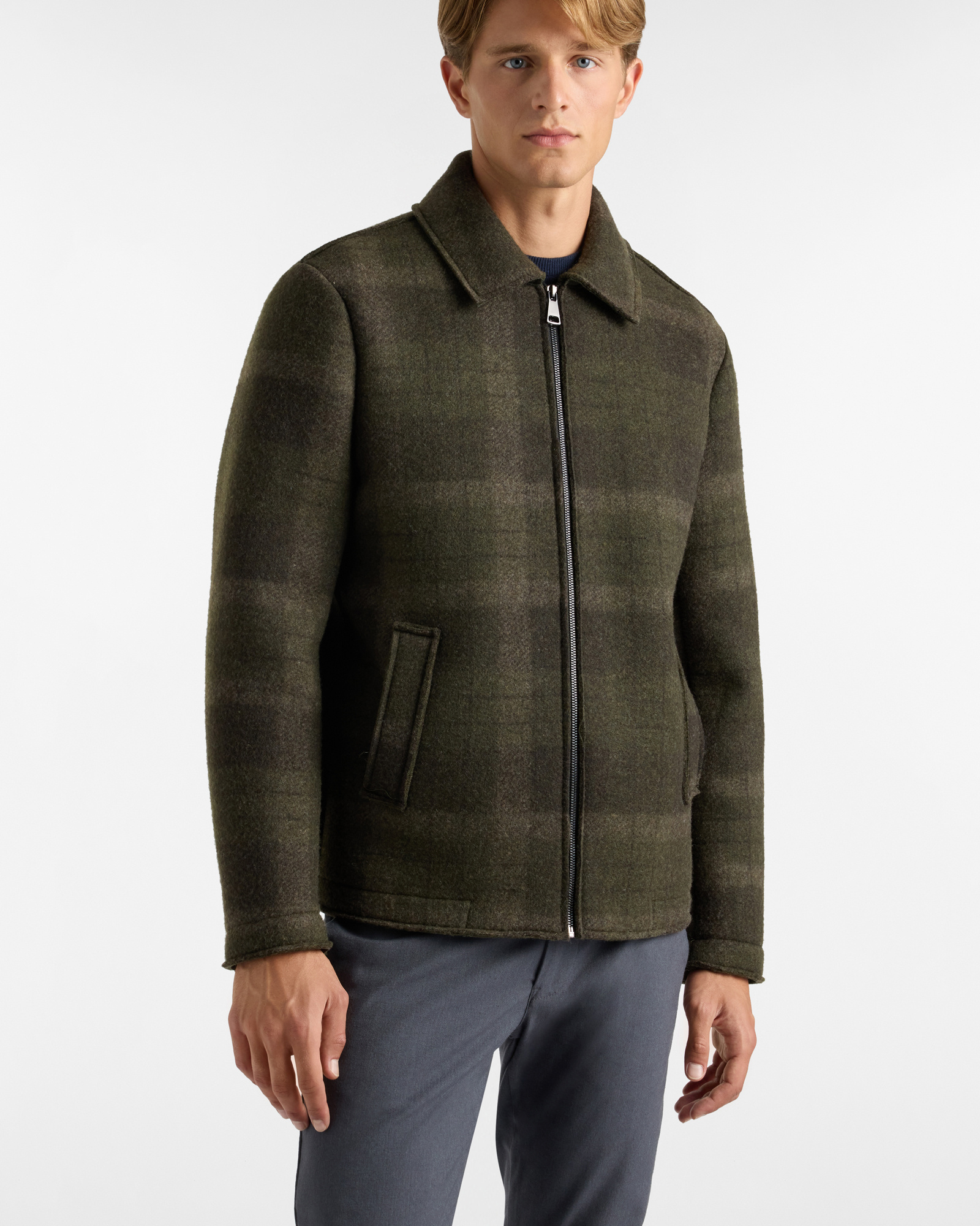 Cappotto corto con Zip e collo camicia