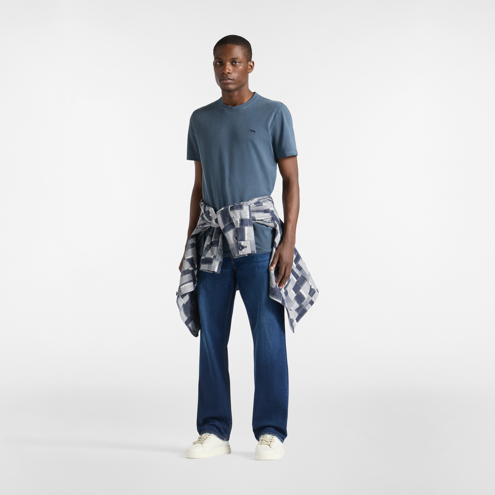 Cotton Crew-Neck T-Shirt, Navy Blue, large image number 3