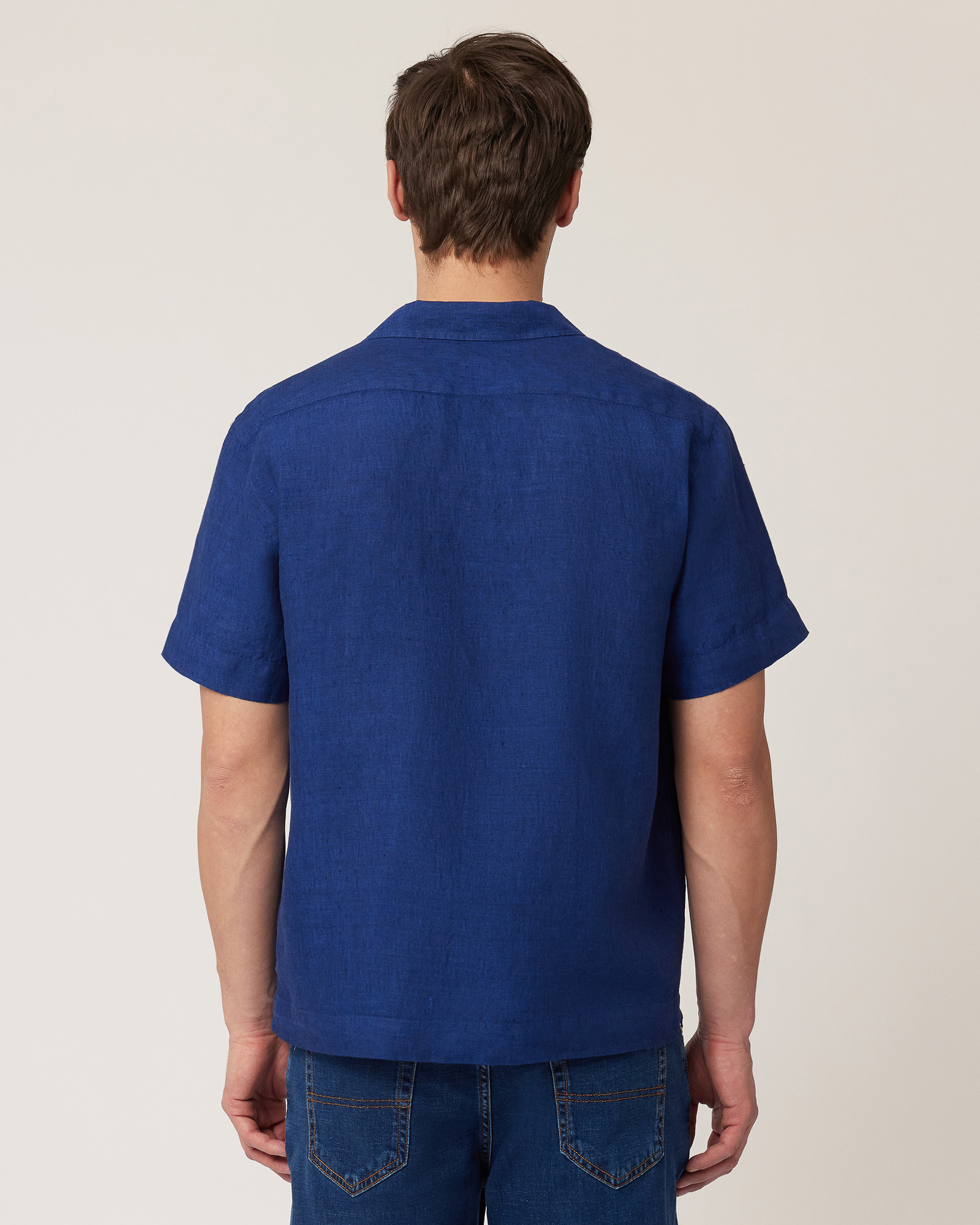 Chemise Bowling En Lin, Bleu nuit, large image number 1