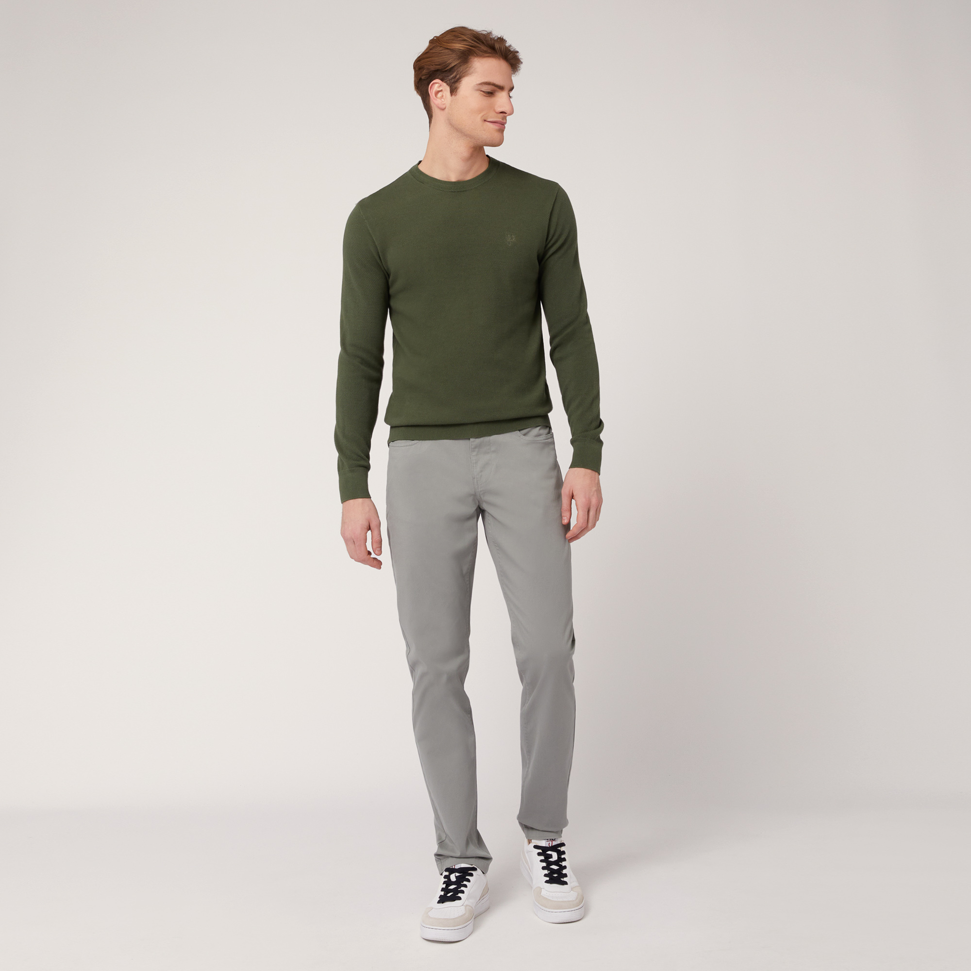 Pullover Girocollo Texture 3D, Verde, large image number 3