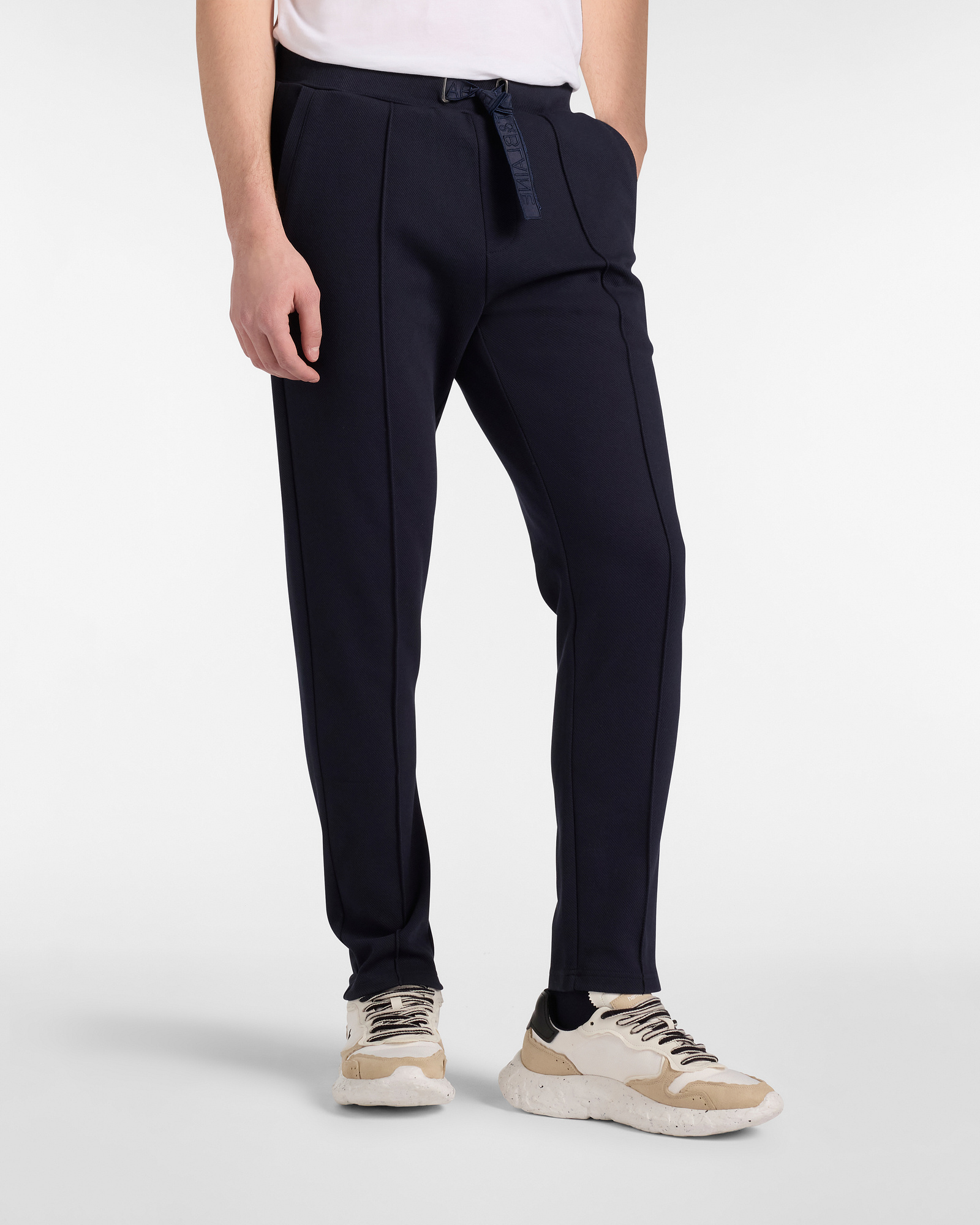 Pantalon En Molleton Stretch, Bleu Marine, large image number 0