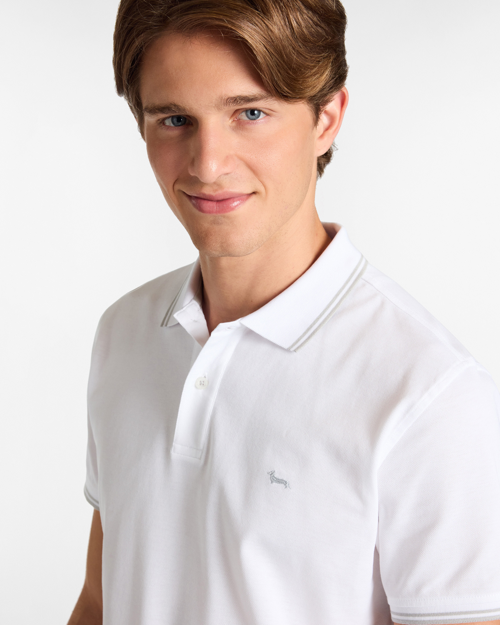 Essentials polo shirt in plain coloured cotton, White, large image number 2