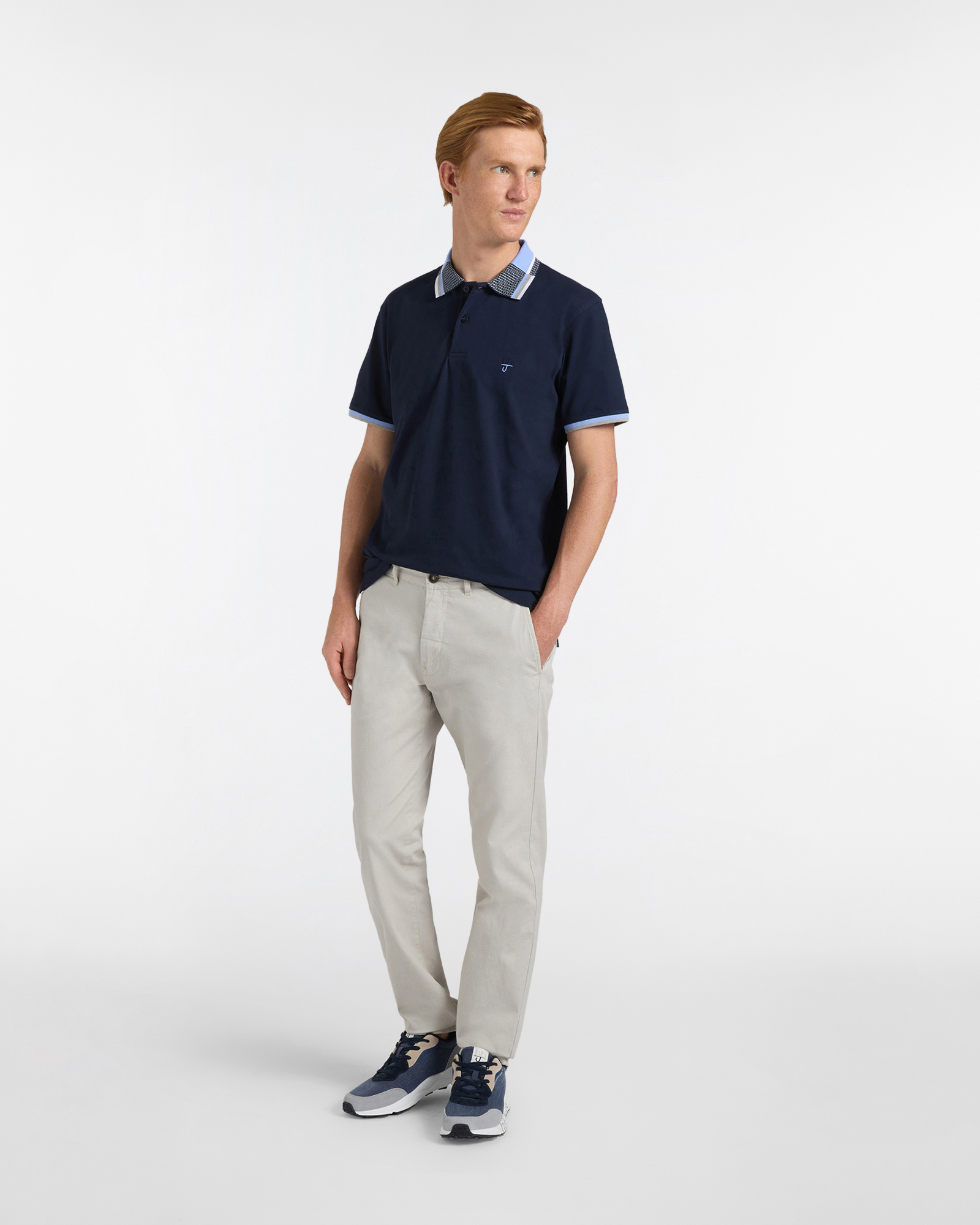 Polo uomo regular fit collo jaquard, Blu scuro, large image number 3