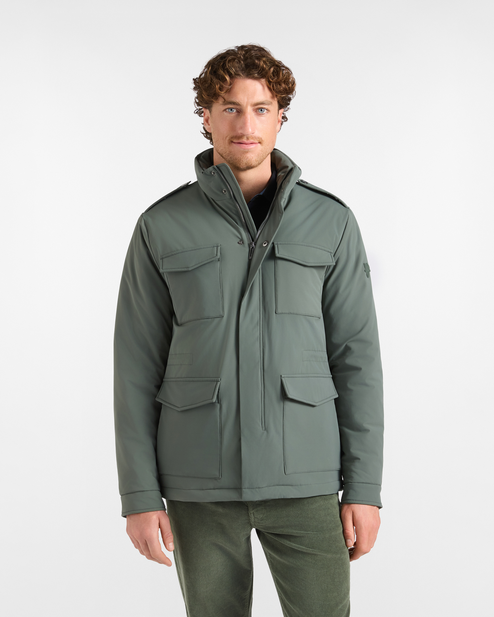 Giubbino HBJ Uomo con collo standup, imbottito in nylon verde