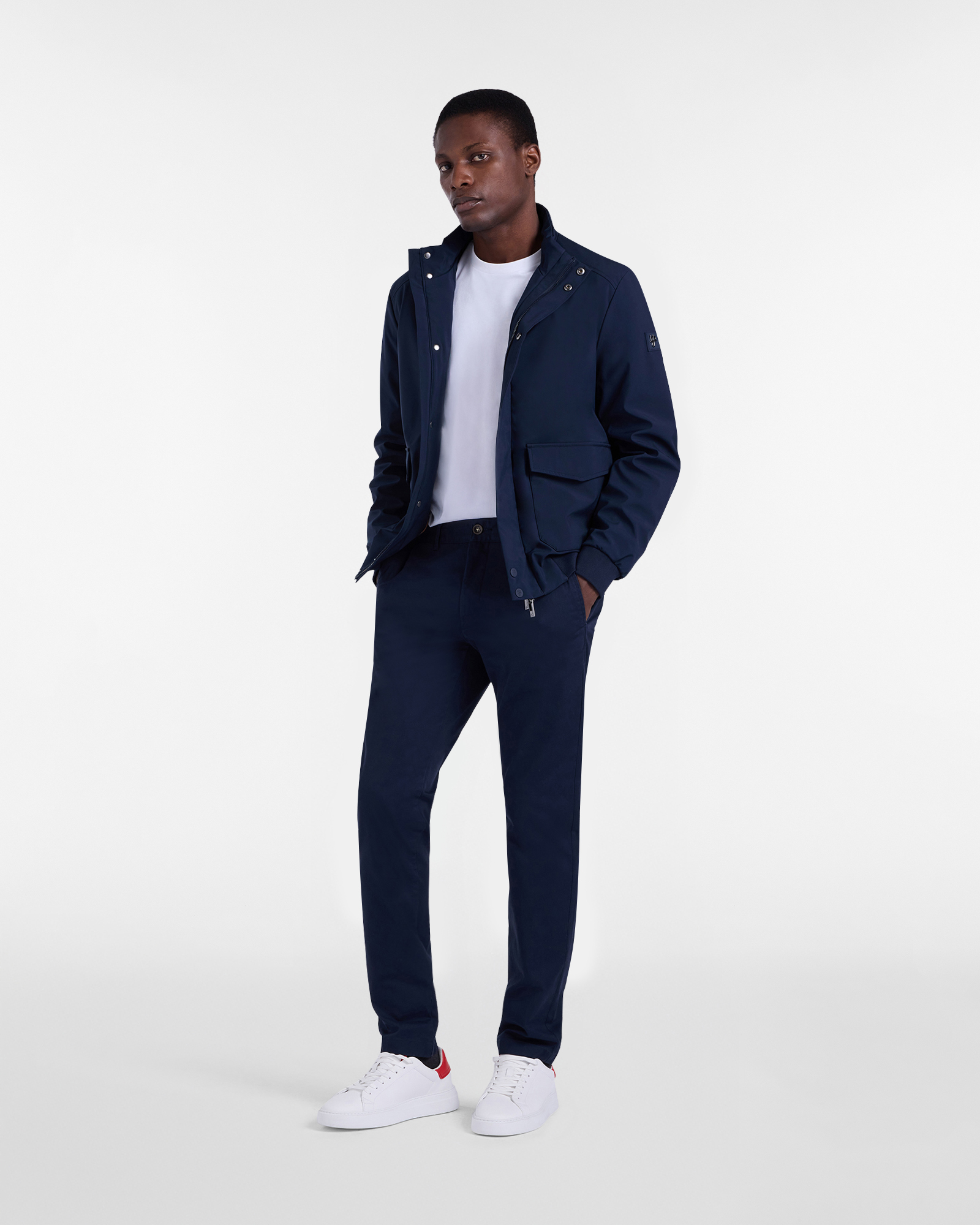 Pantaloni Chino Narrow Fit in Cotone Stretch, Blu Scuro, large image number 3