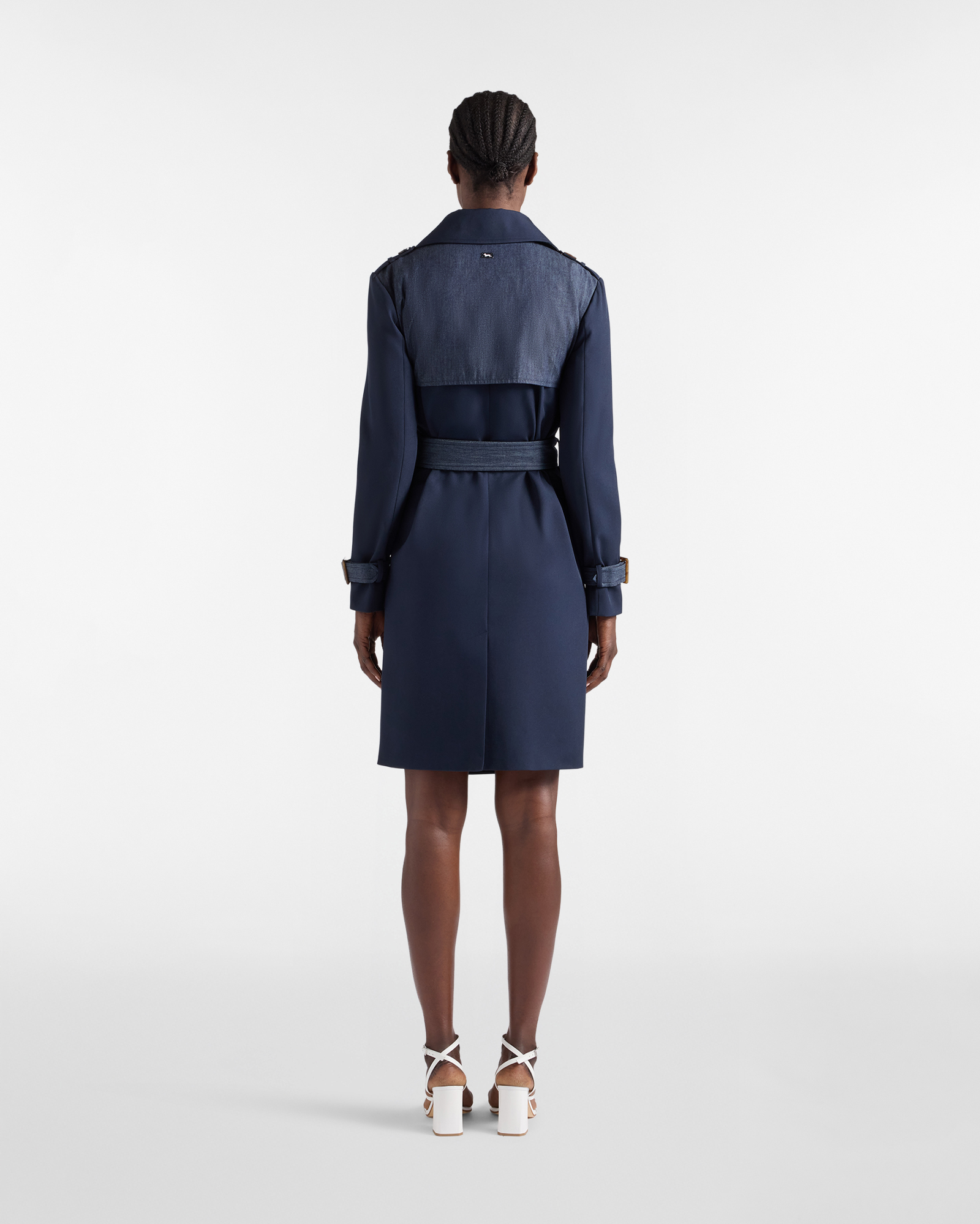 Women&rsquo;s bi-material trench coat with belt