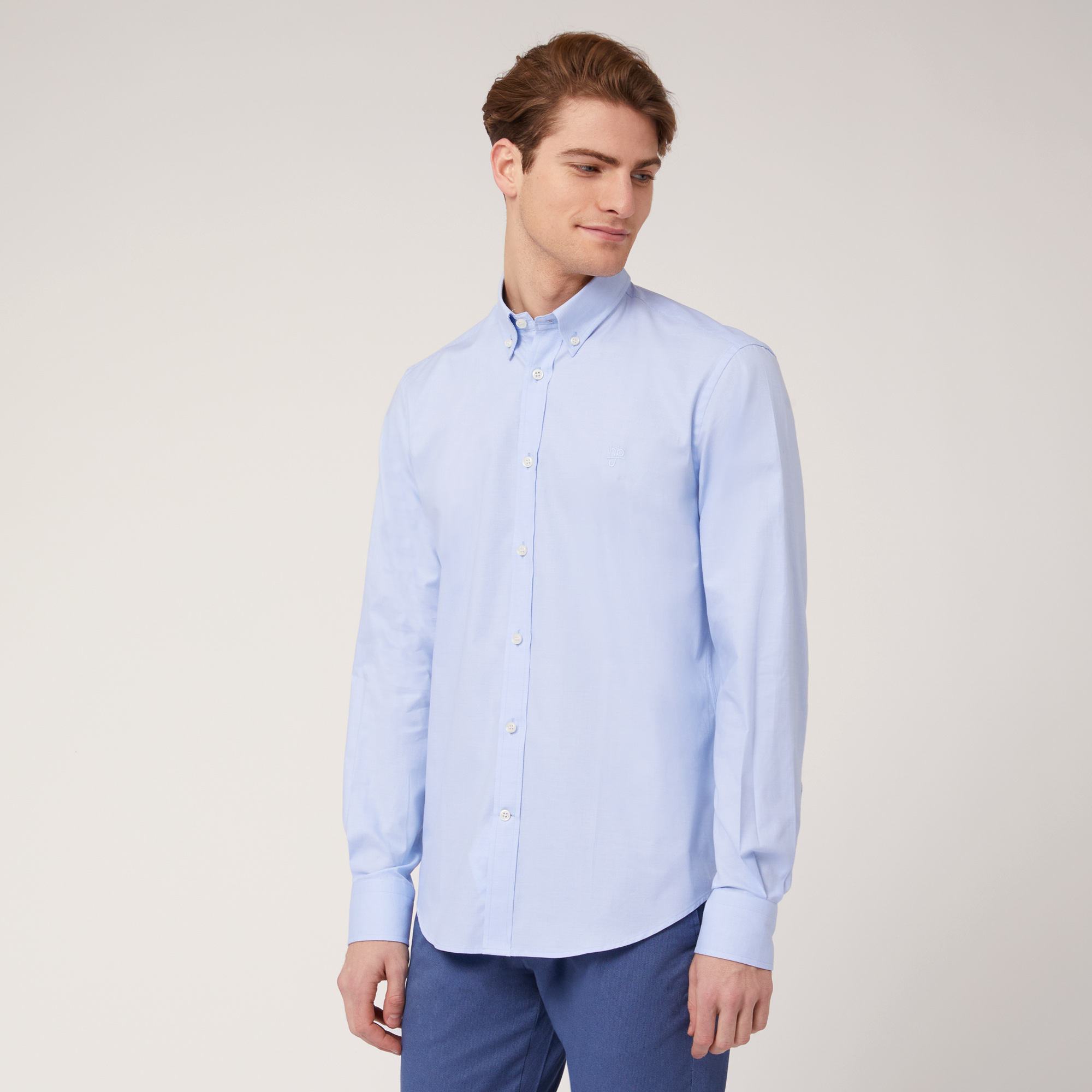 Camicia Regular In Cotone, Azzurro, large image number 0