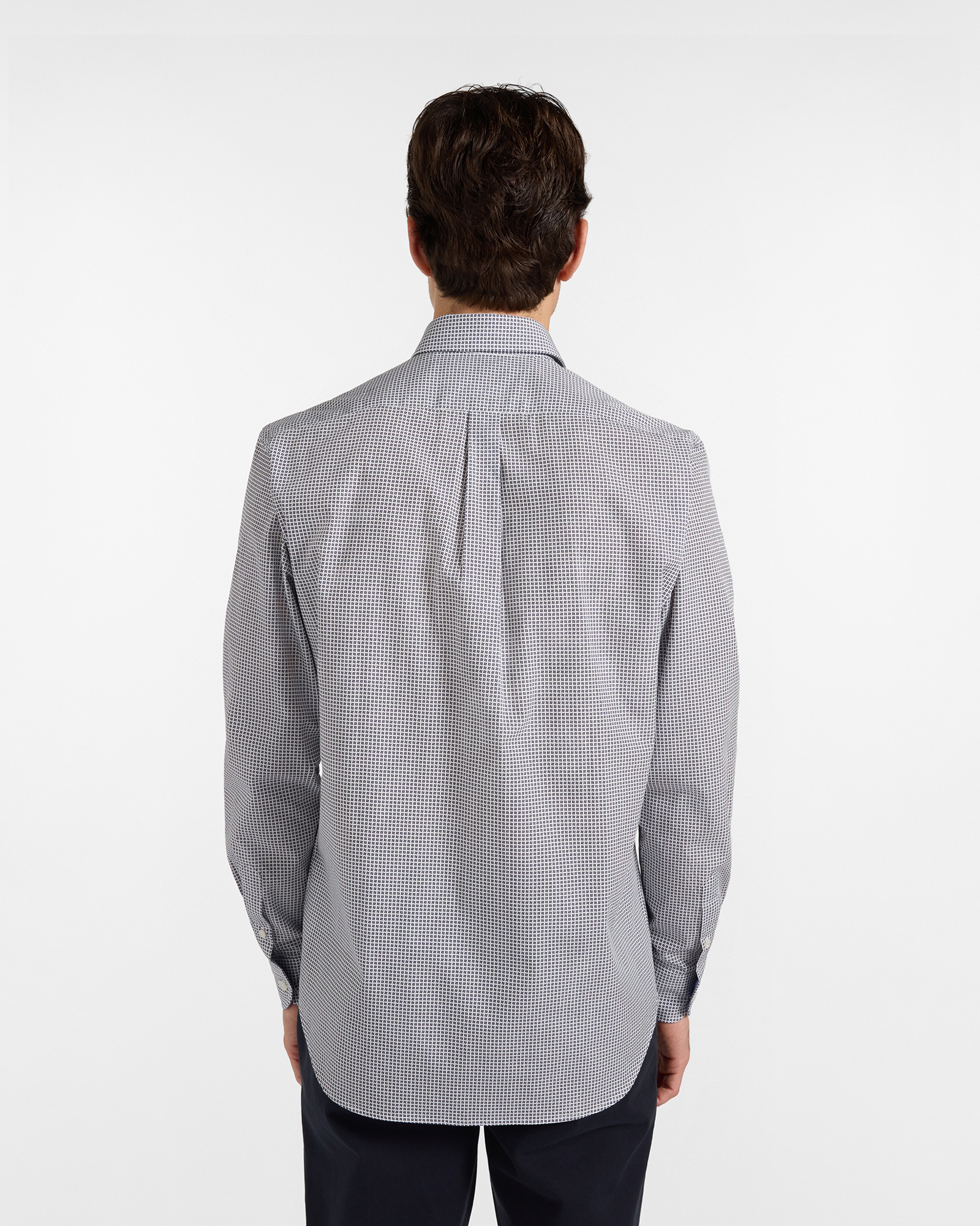 HBJ Men&rsquo;s Micro-Patterned Regular-Fit Shirt in Pure Cotton, BLUE, large image number 2