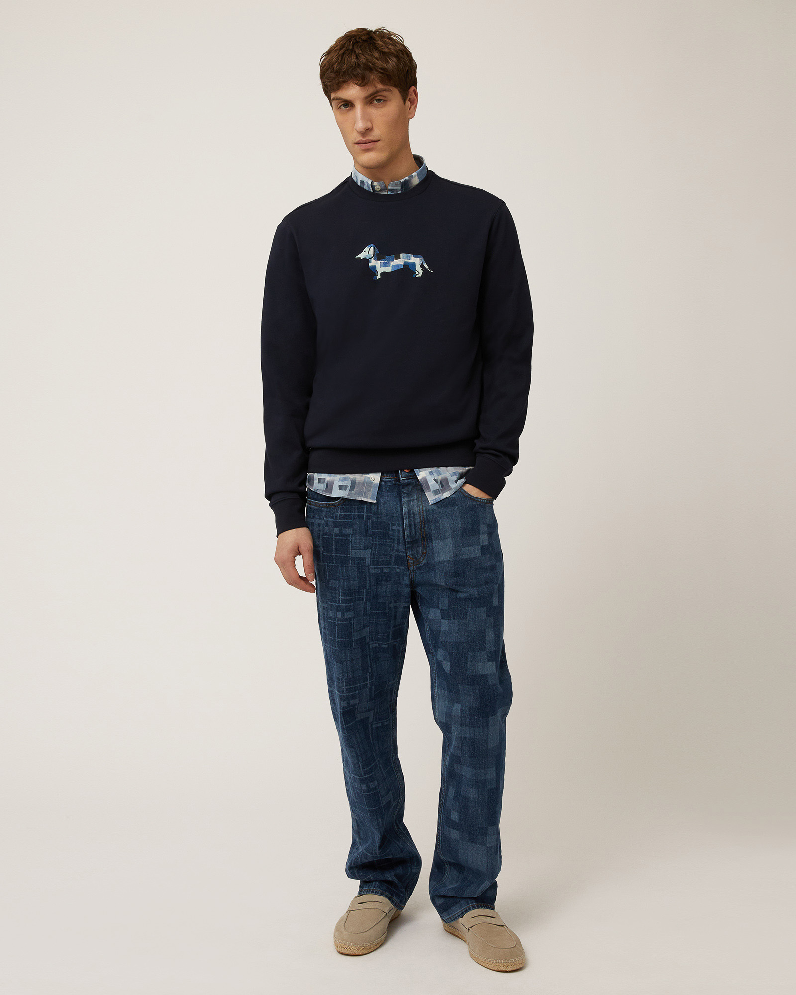 Sweat-shirt En Coton Avec Teckel, Marine, large image number 3