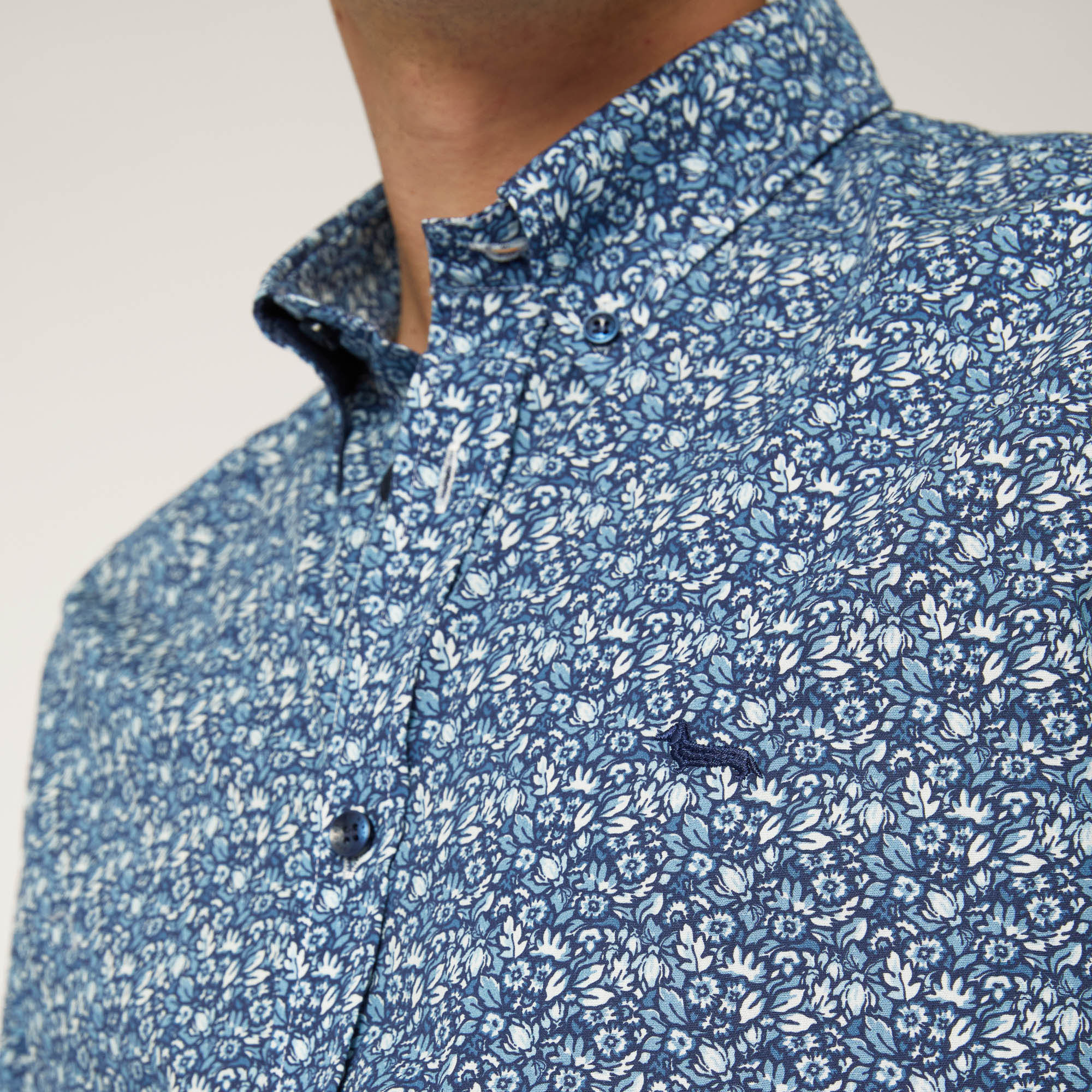 Cotton Poplin Shirt with Floral Print, Hydrangea, large image number 2
