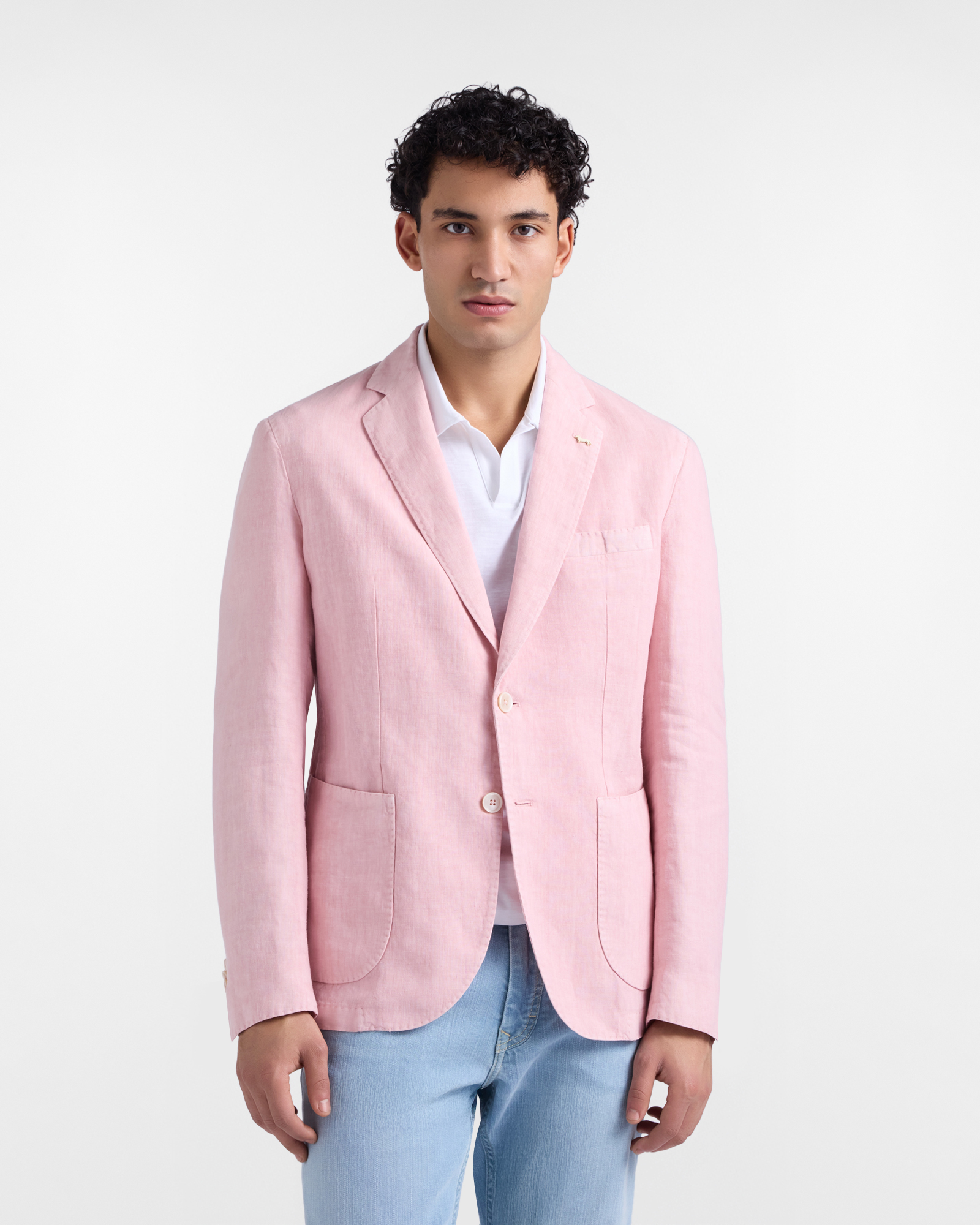 Giacca monopetto in puro lino, Rosso, large